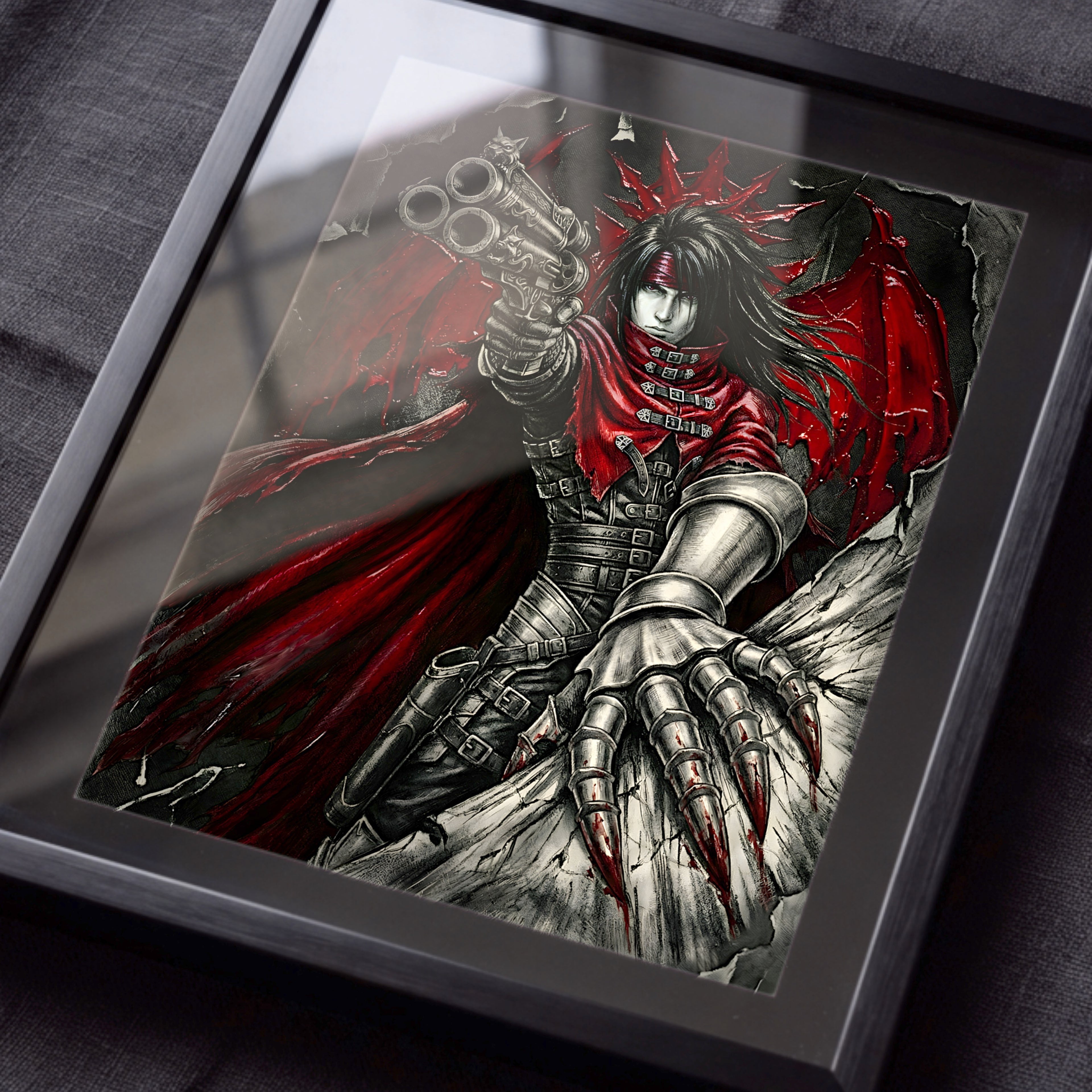 Vincent Valentine Final Fantasy VII Remake Rebirth Monochrome Art Print – FF7 Fine Art Poster