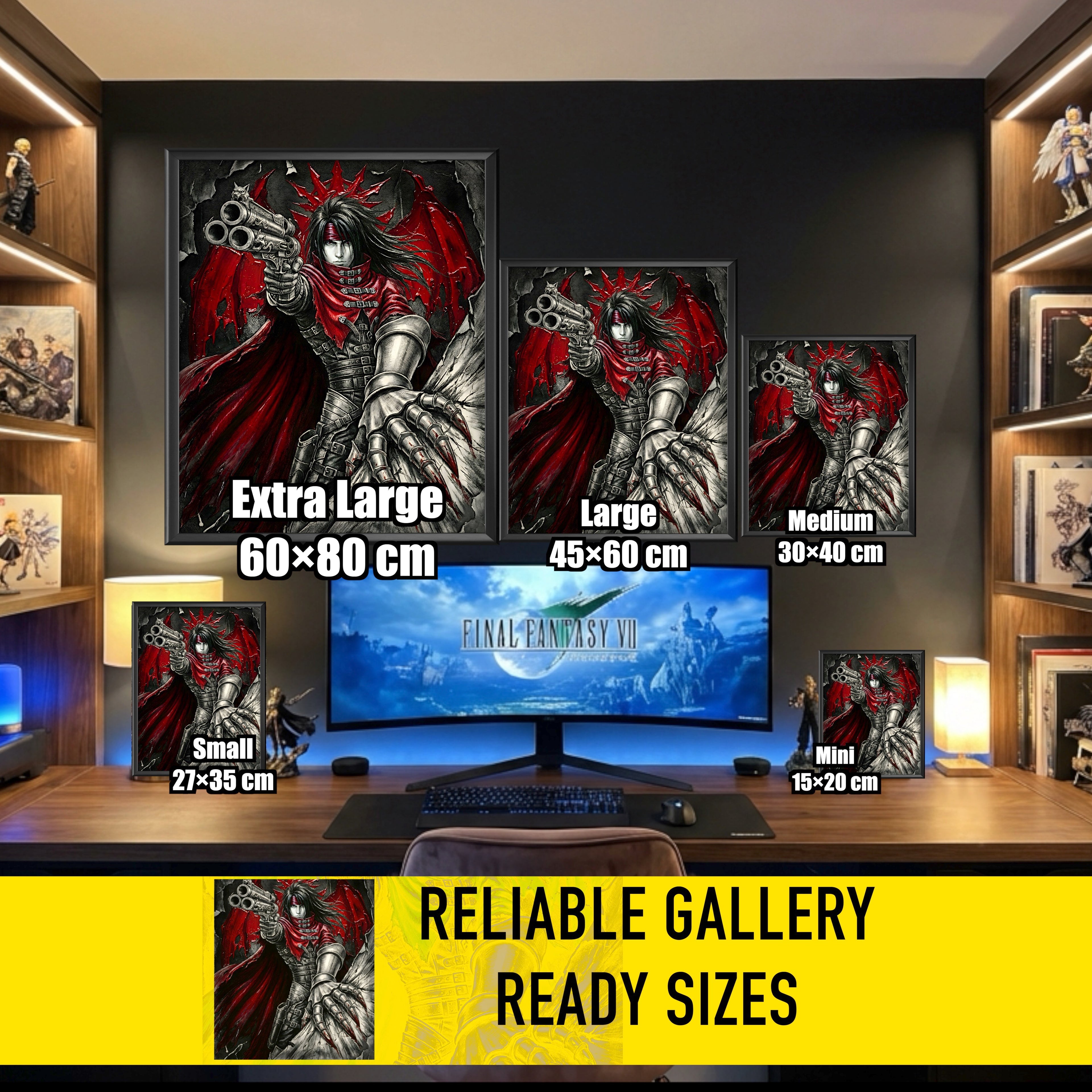 Vincent Valentine Final Fantasy VII Remake Rebirth Monochrome Art Print – FF7 Fine Art Poster