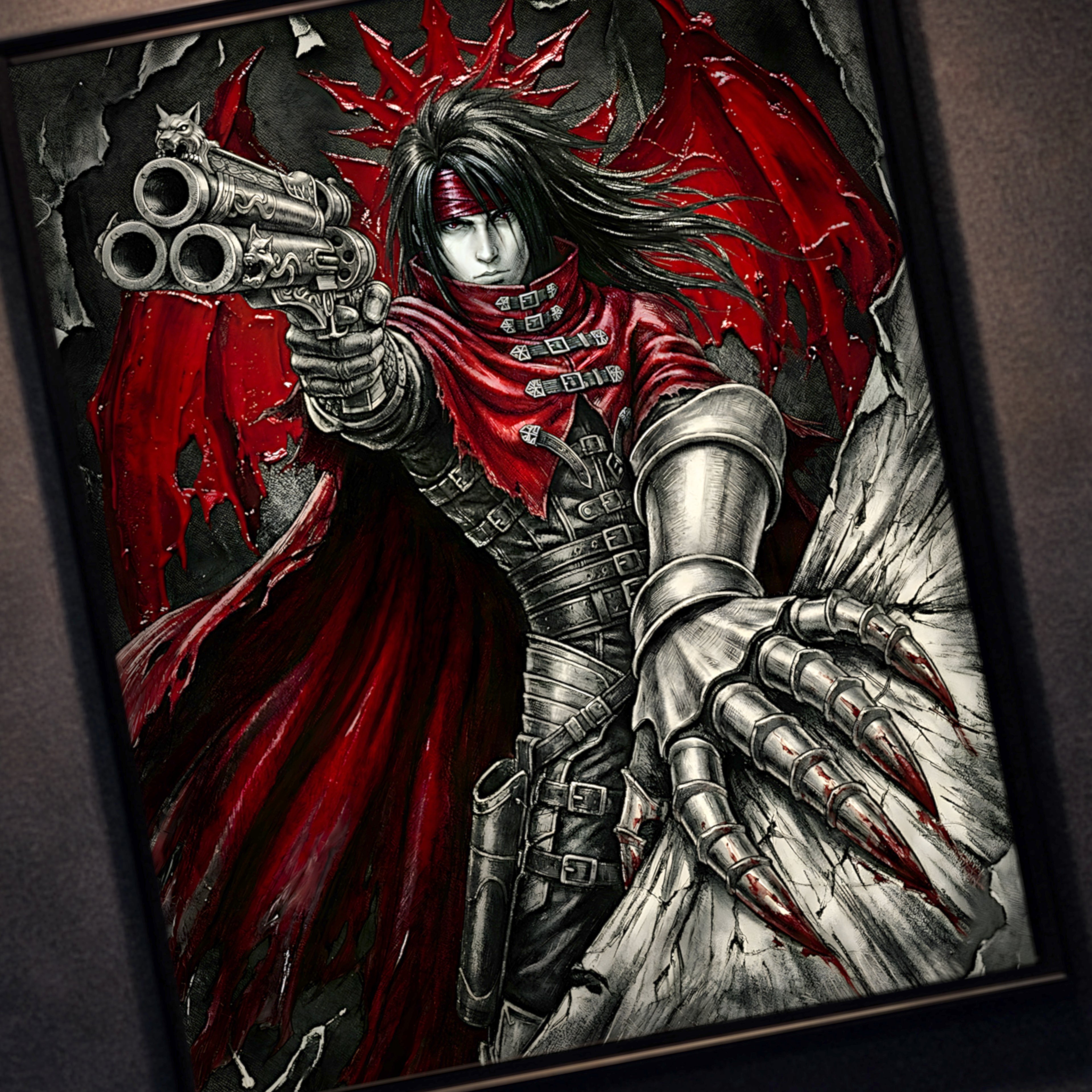 Vincent Valentine Final Fantasy VII Remake Rebirth Monochrome Art Print – FF7 Fine Art Poster
