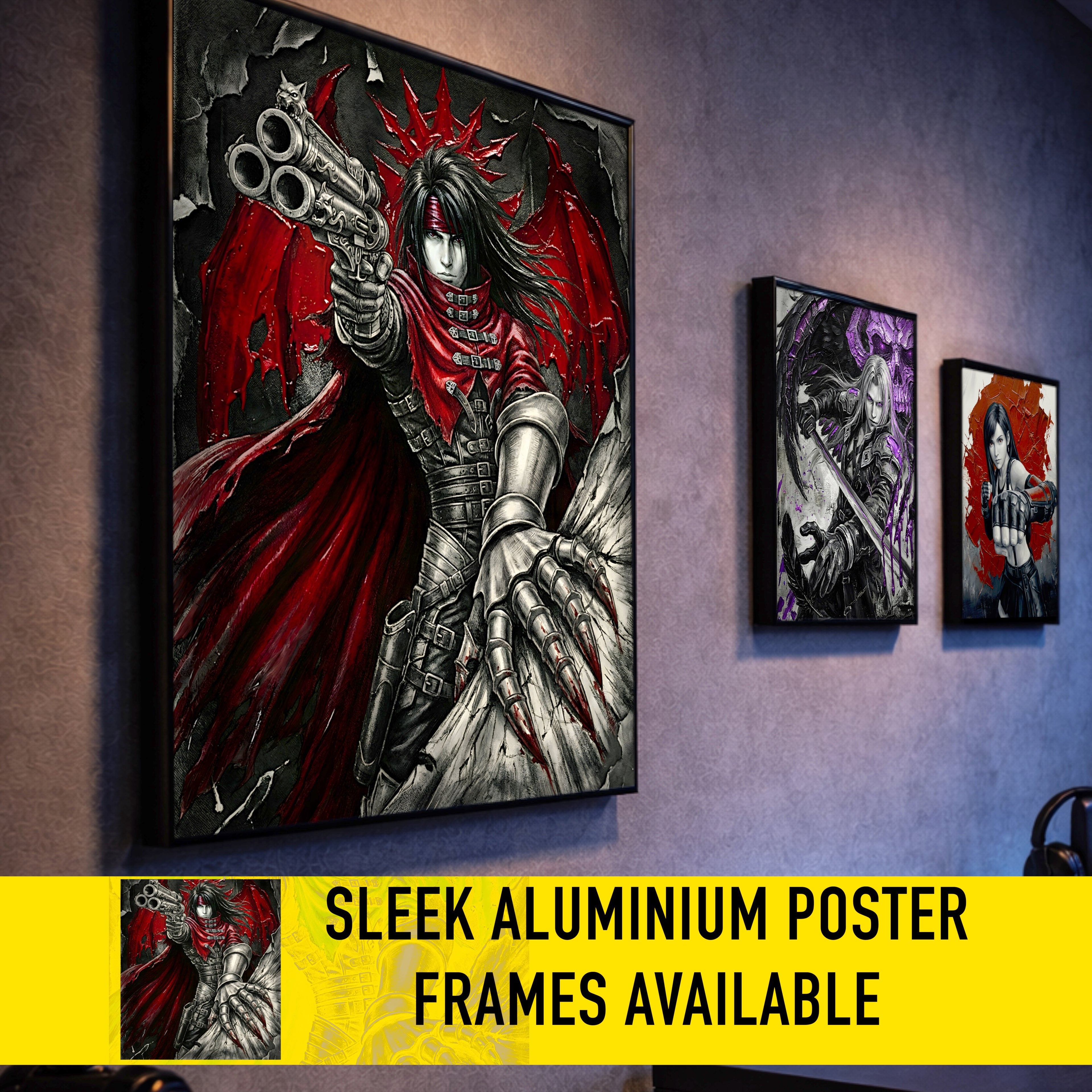 Vincent Valentine Final Fantasy VII Remake Rebirth Monochrome Art Print – FF7 Fine Art Poster