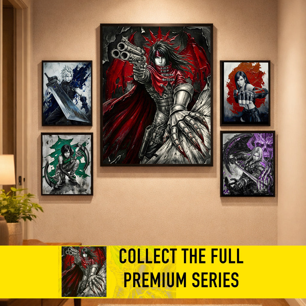 Vincent Valentine Final Fantasy VII Remake Rebirth Monochrome Art Print – FF7 Fine Art Poster