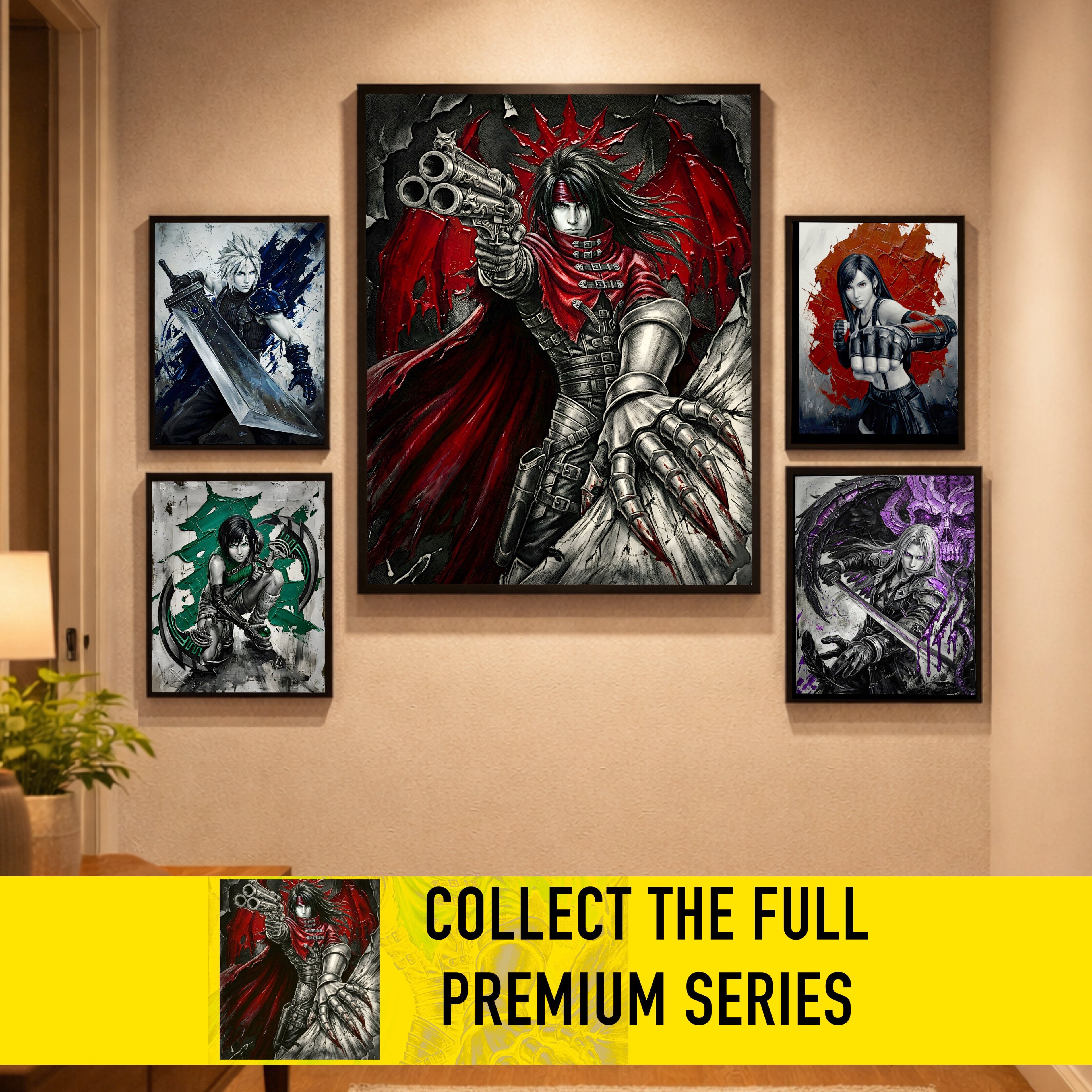 Vincent Valentine Final Fantasy VII Remake Rebirth Monochrome Art Print – FF7 Fine Art Poster