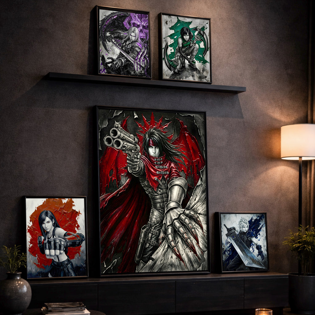 Vincent Valentine Final Fantasy VII Remake Rebirth Monochrome Art Print – FF7 Fine Art Poster