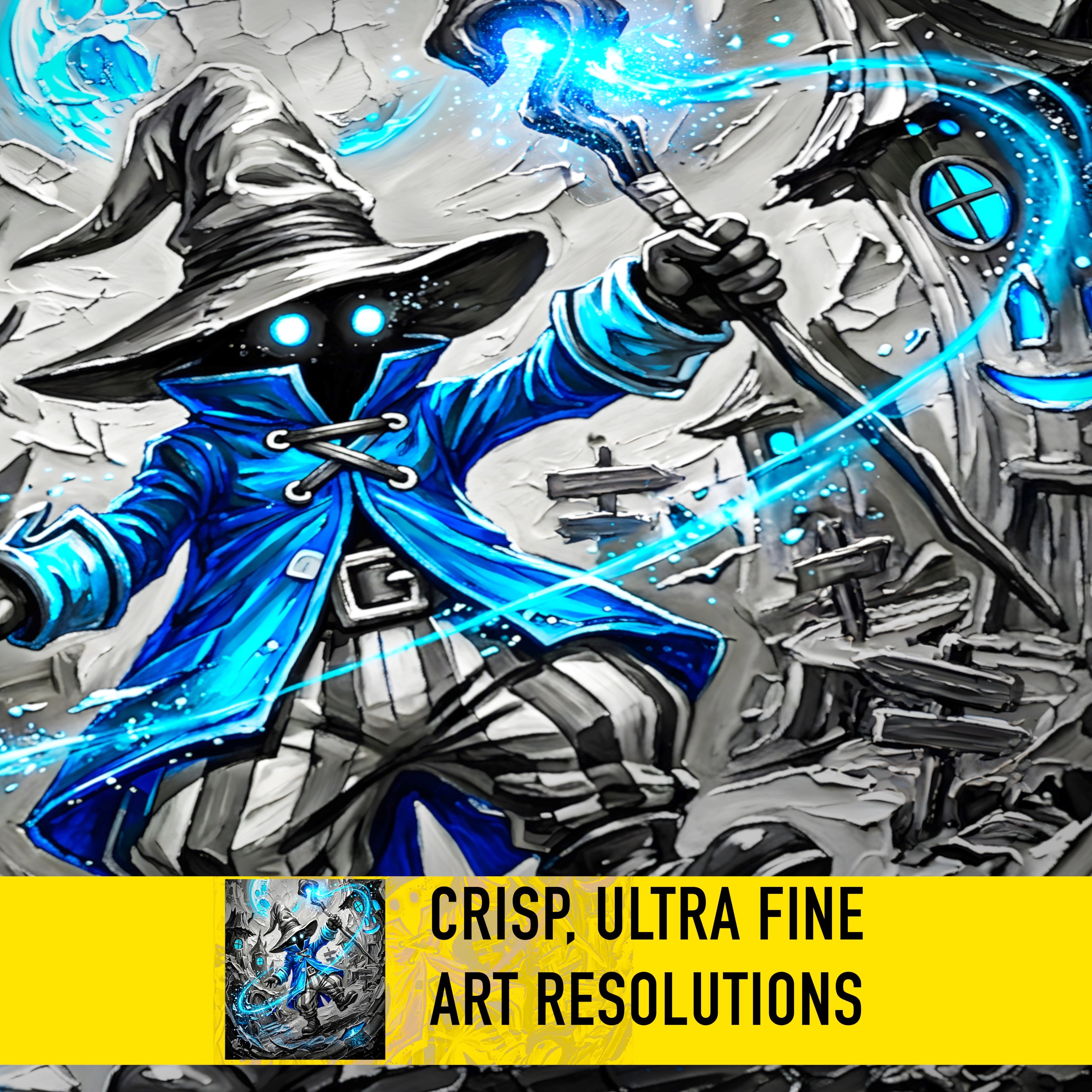 Vivi Art Print – Monochrome Black Mage Edition | Final Fantasy IX Fine Art Wall Art