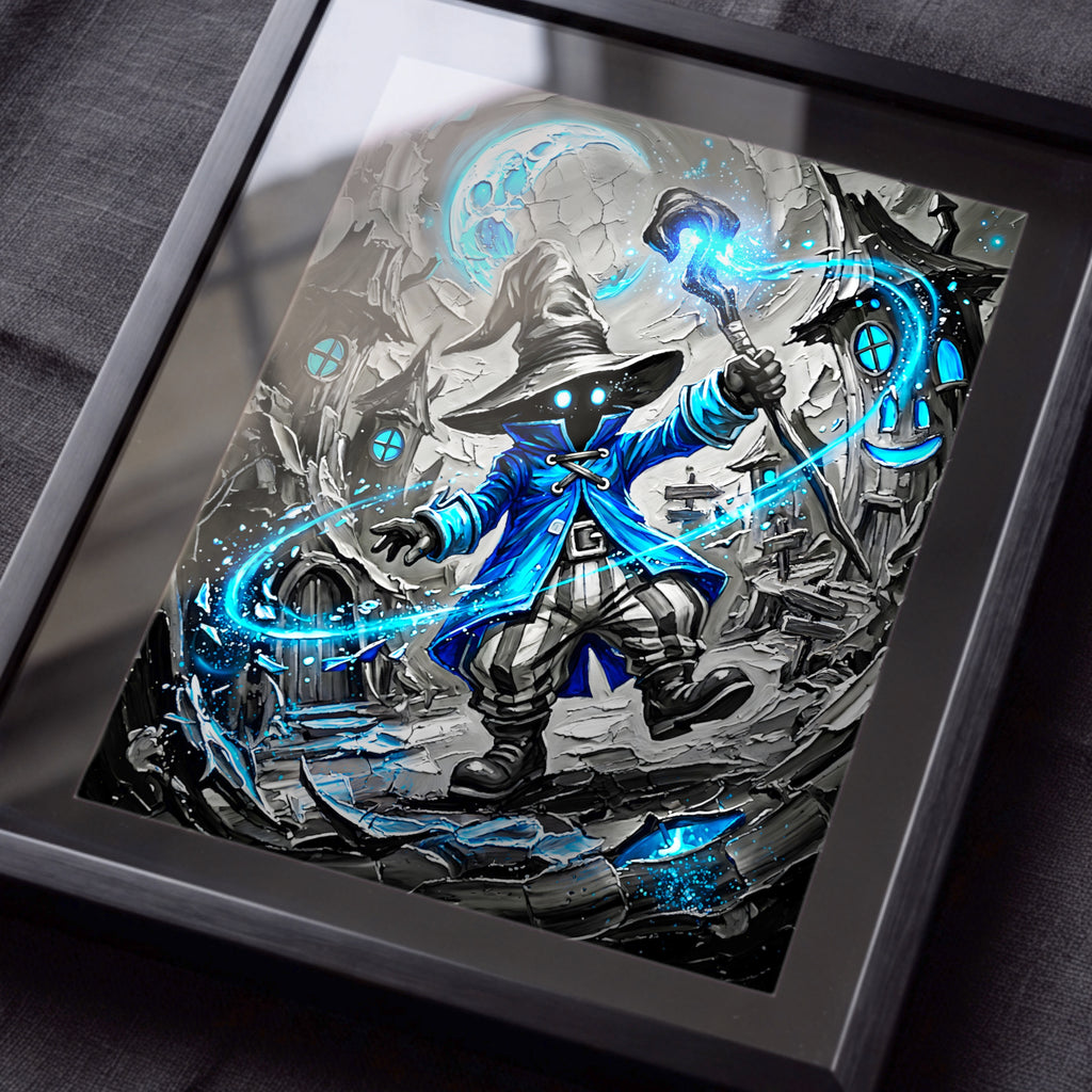 Vivi Art Print – Monochrome Black Mage Edition | Final Fantasy IX Fine Art Wall Art
