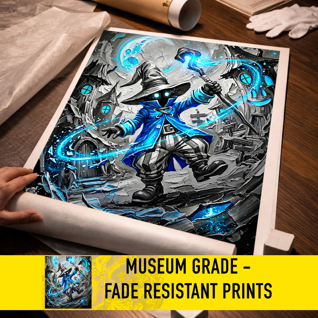 Vivi Art Print – Monochrome Black Mage Edition | Final Fantasy IX Fine Art Wall Art