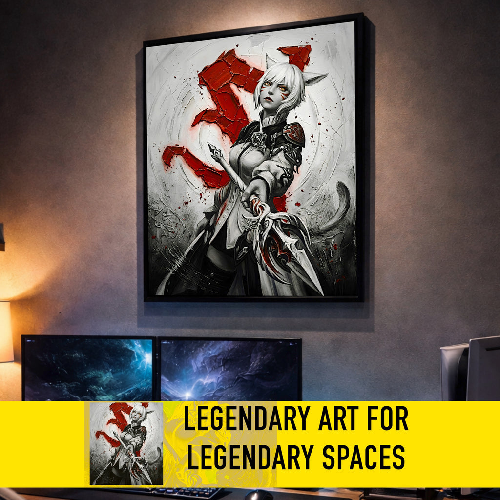 Y’shtola Poster | Final Fantasy XIV Monochrome Artwork | Sharlayan Archon Symbol Wall Art | FFXIV Fine Art Print