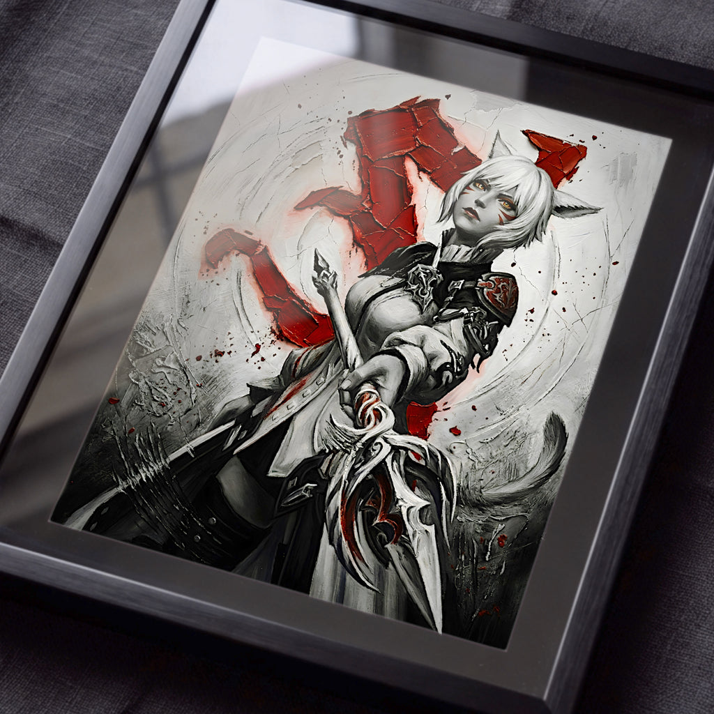 Y’shtola Poster | Final Fantasy XIV Monochrome Artwork | Sharlayan Archon Symbol Wall Art | FFXIV Fine Art Print