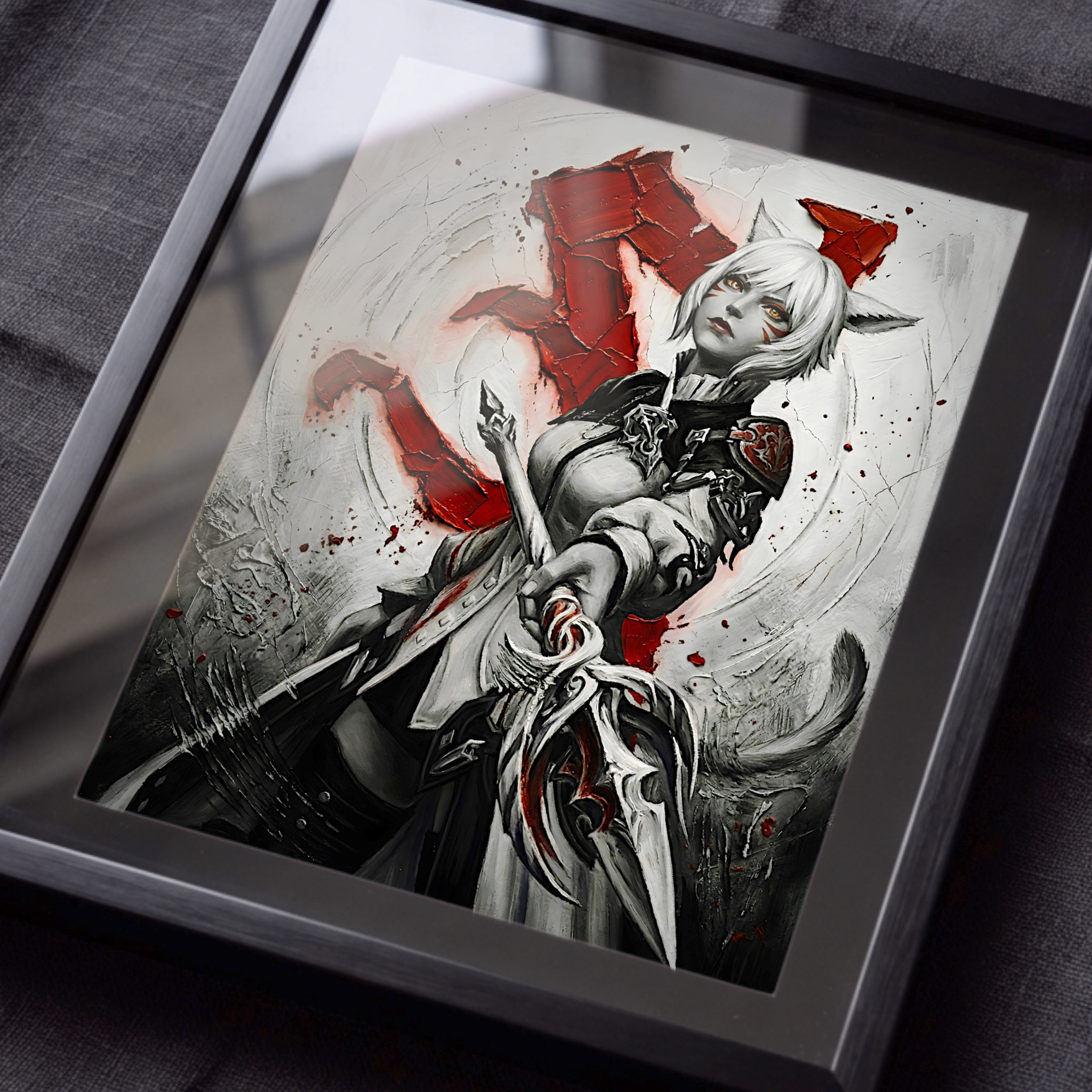 Y’shtola Poster | Final Fantasy XIV Monochrome Artwork | Sharlayan Archon Symbol Wall Art | FFXIV Fine Art Print