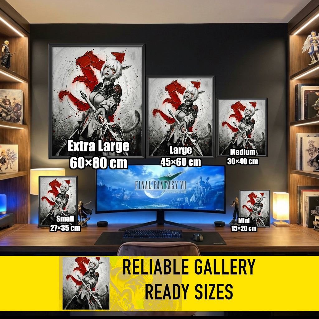 Y’shtola Poster | Final Fantasy XIV Monochrome Artwork | Sharlayan Archon Symbol Wall Art | FFXIV Fine Art Print
