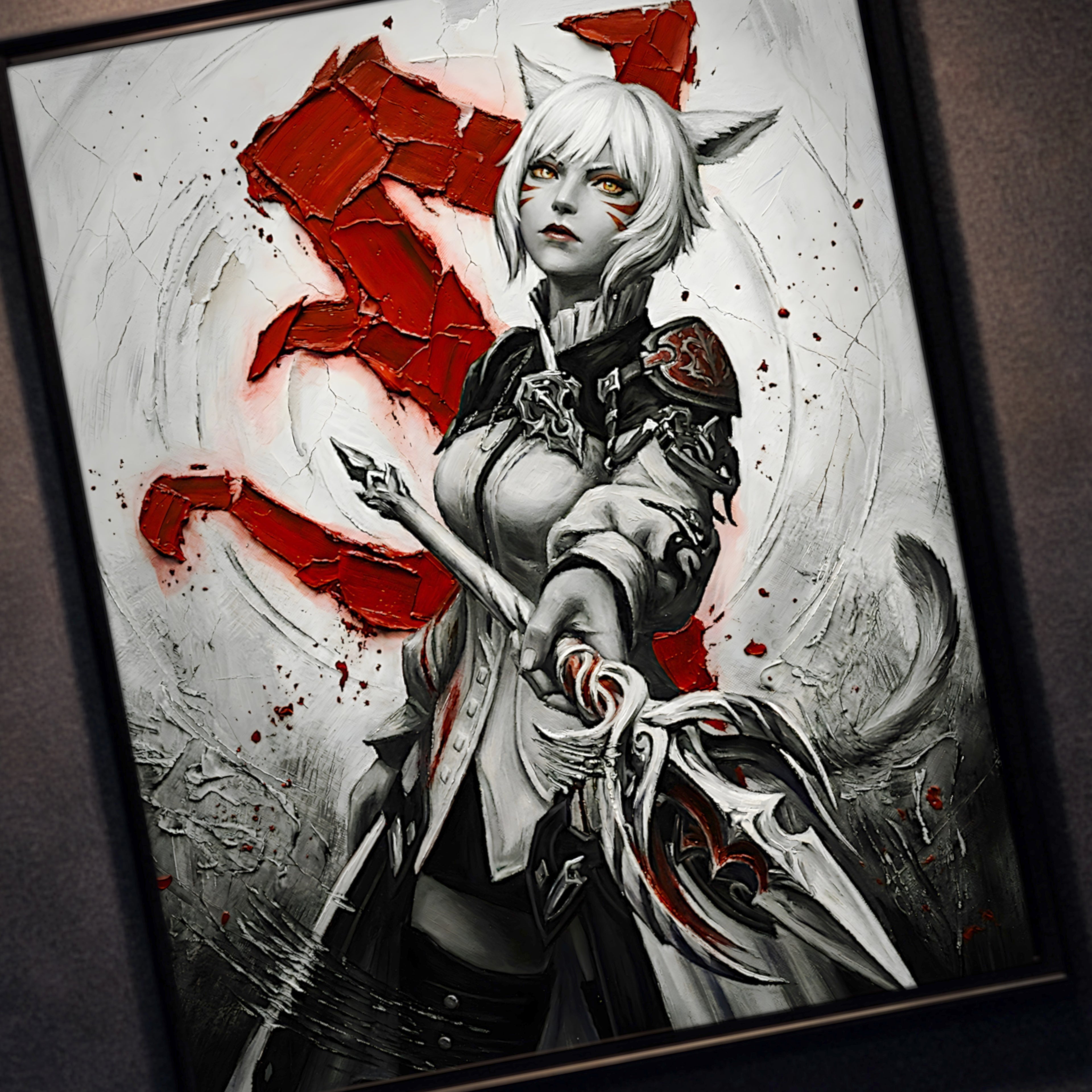 Y’shtola Poster | Final Fantasy XIV Monochrome Artwork | Sharlayan Archon Symbol Wall Art | FFXIV Fine Art Print