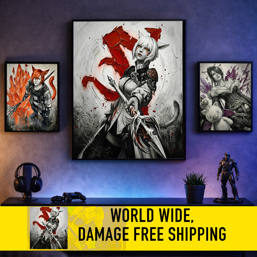 Y’shtola Poster | Final Fantasy XIV Monochrome Artwork | Sharlayan Archon Symbol Wall Art | FFXIV Fine Art Print