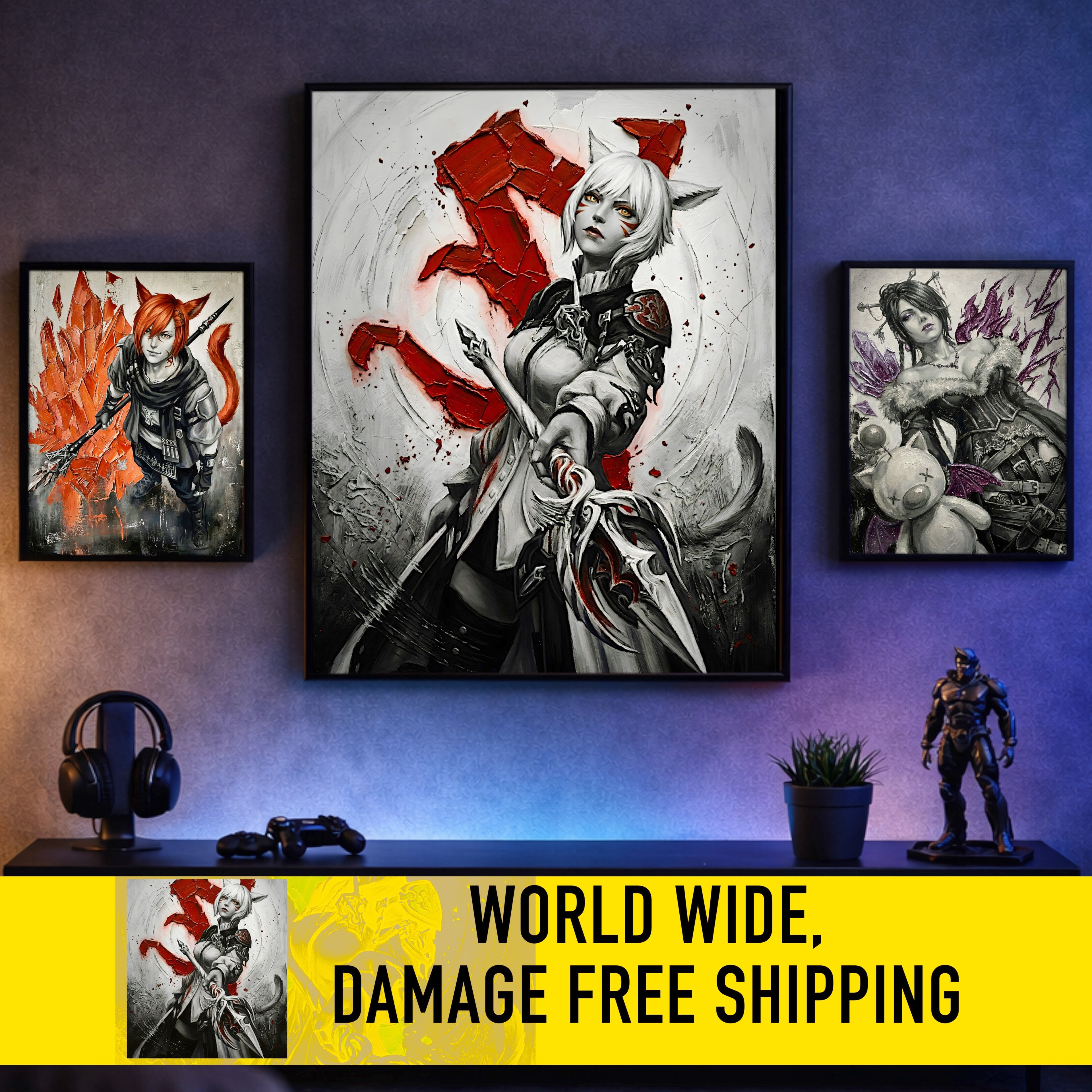 Y’shtola Poster | Final Fantasy XIV Monochrome Artwork | Sharlayan Archon Symbol Wall Art | FFXIV Fine Art Print