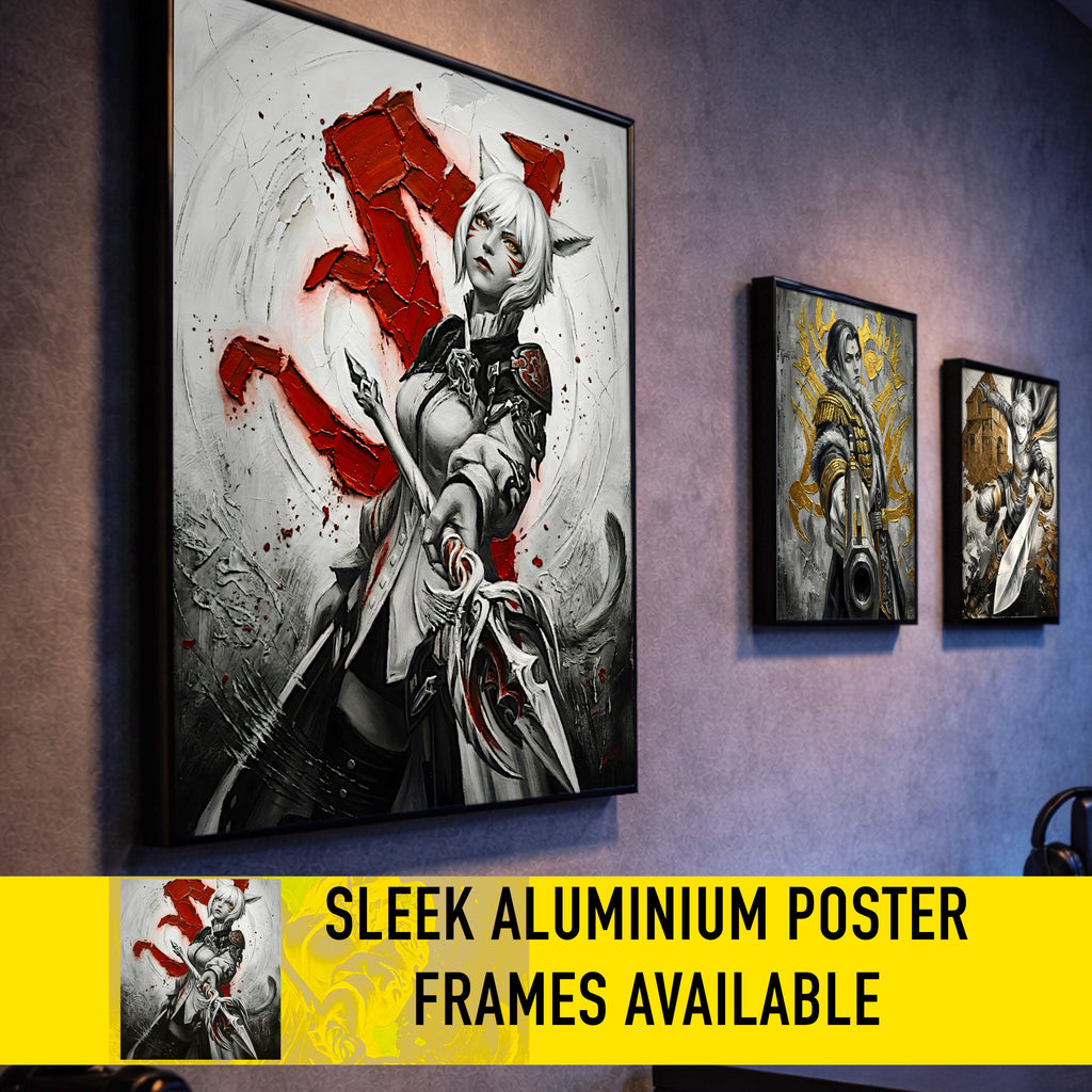 Y’shtola Poster | Final Fantasy XIV Monochrome Artwork | Sharlayan Archon Symbol Wall Art | FFXIV Fine Art Print