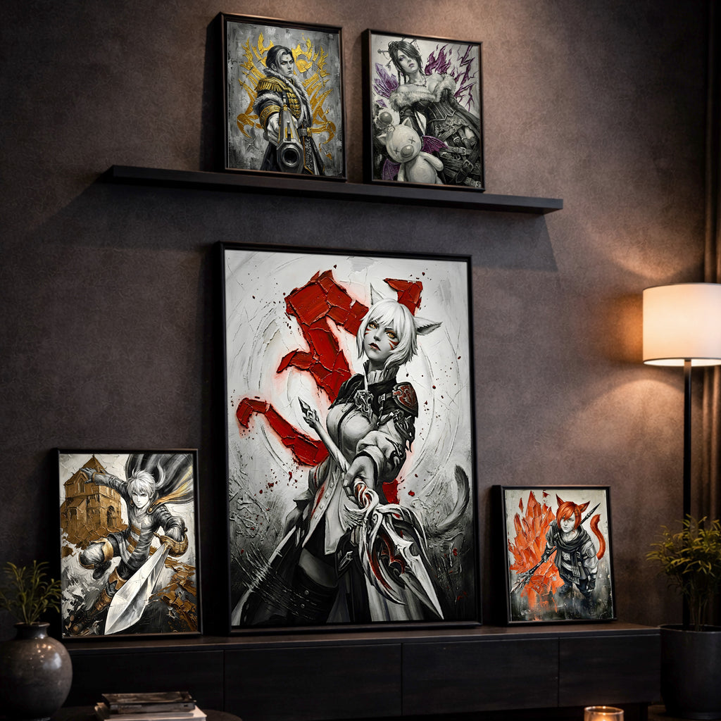 Y’shtola Poster | Final Fantasy XIV Monochrome Artwork | Sharlayan Archon Symbol Wall Art | FFXIV Fine Art Print