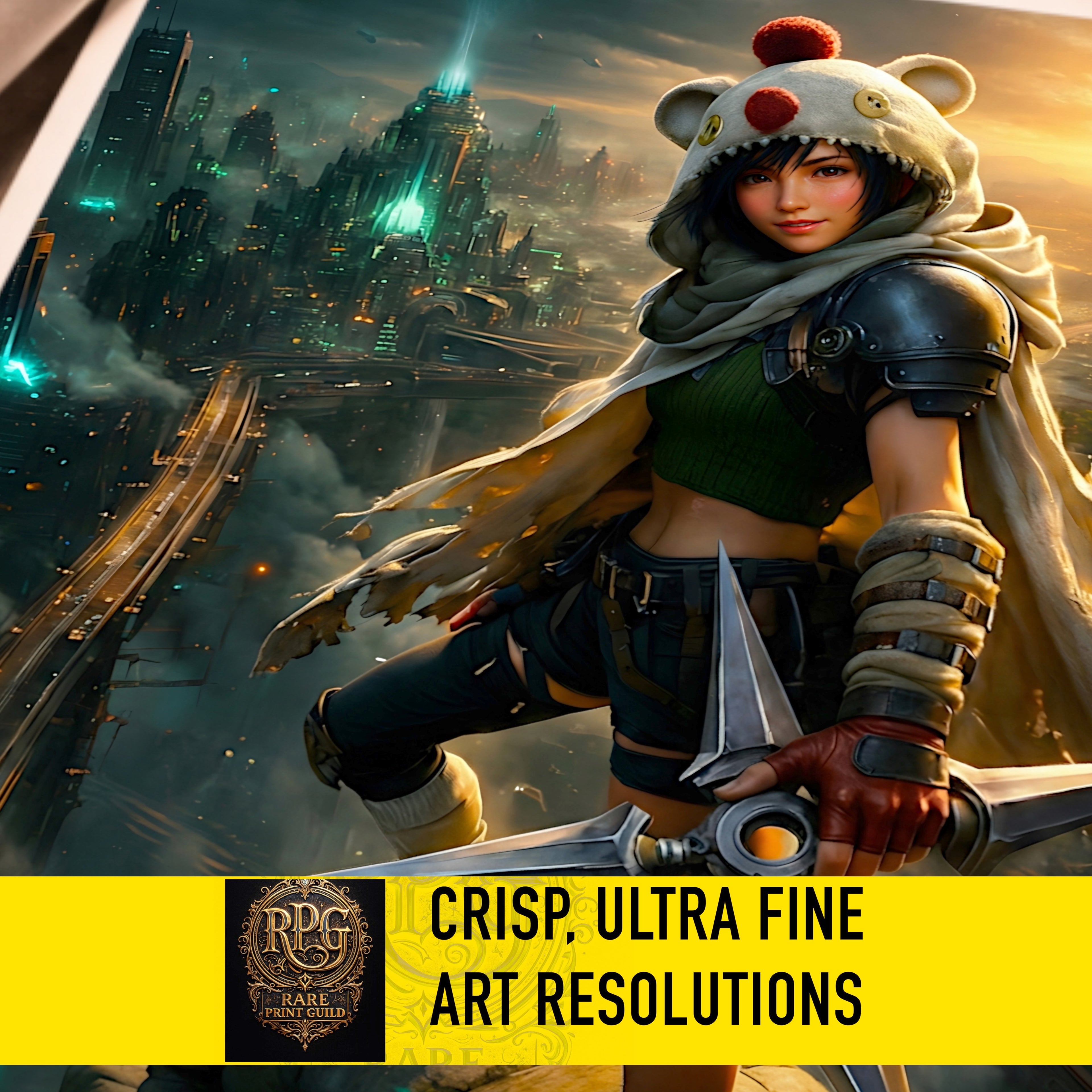 Yuffie Kisaragi Fine Art Print | Final Fantasy 7 Remake Poster | FF7 Wall Art | JRPG Gamer Decor | Limited Edition Fantasy Artwork | Game Room Art