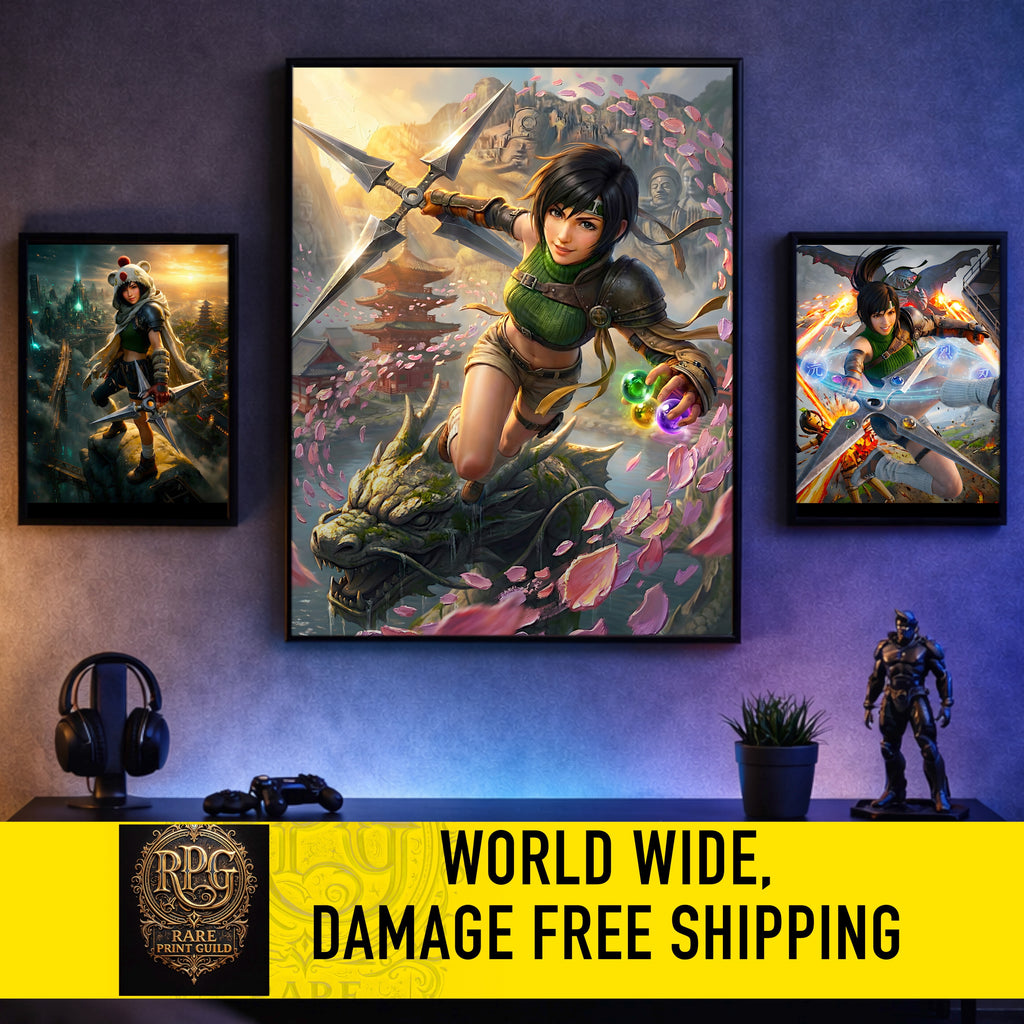 Yuffie Kisaragi Fine Art Print | Final Fantasy 7 Remake Poster | FF7 Wall Art | JRPG Gamer Decor | Limited Edition Fantasy Artwork | Game Room Art