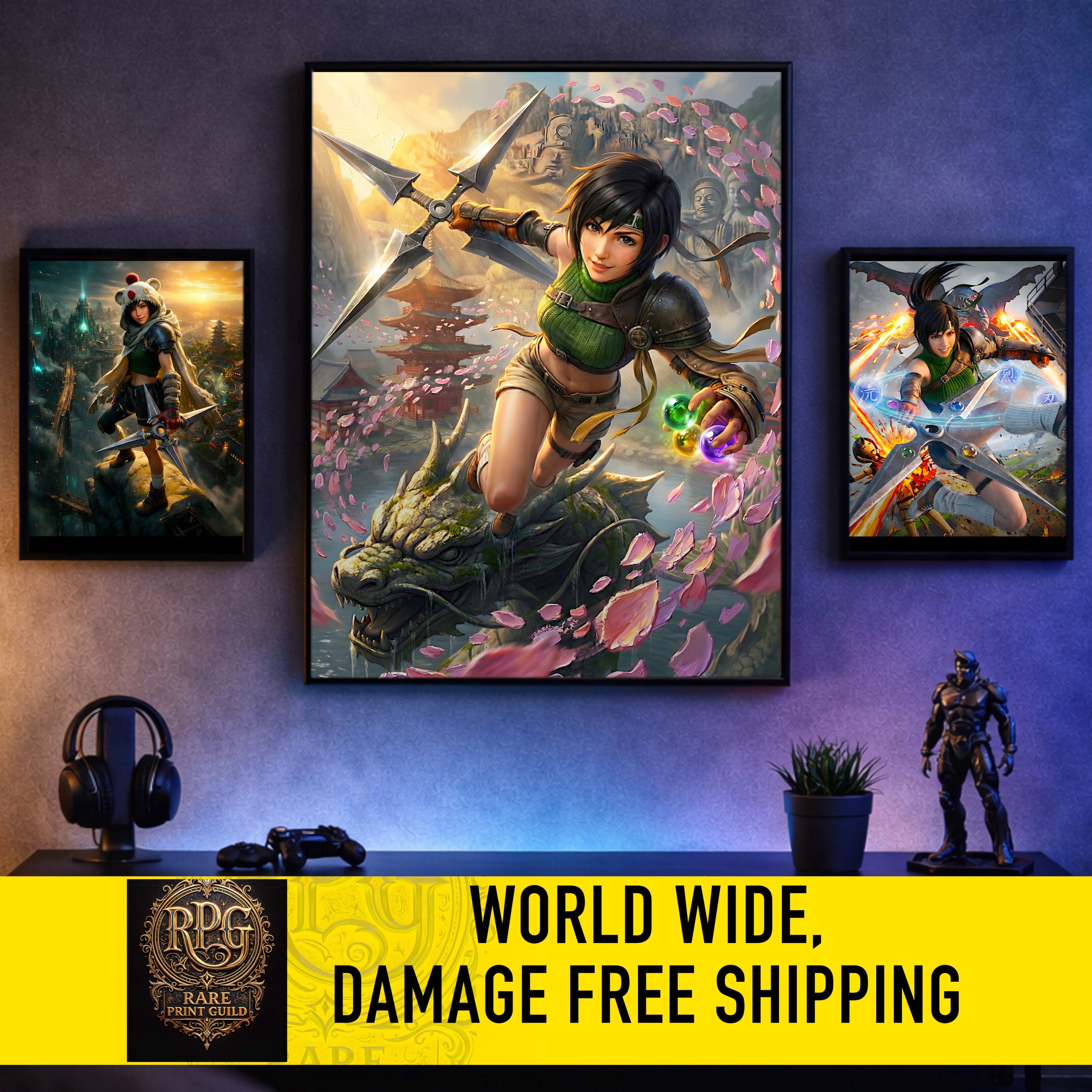 Yuffie Kisaragi Fine Art Print | Final Fantasy 7 Remake Poster | FF7 Wall Art | JRPG Gamer Decor | Limited Edition Fantasy Artwork | Game Room Art