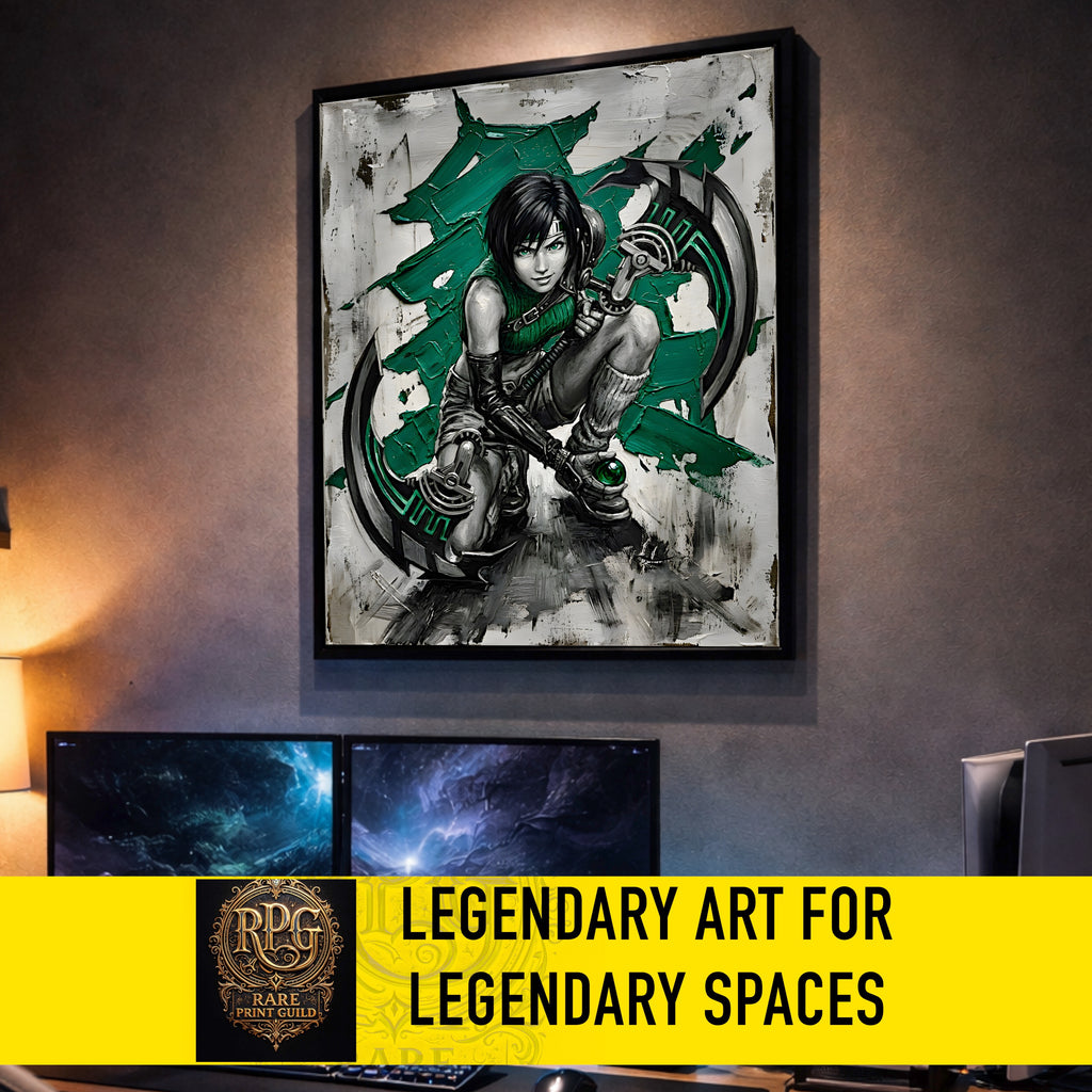 Yuffie Kisaragi Monochrome Art Print | Final Fantasy VII Ninja Portrait | FF7  Luxury Fantasy Poster