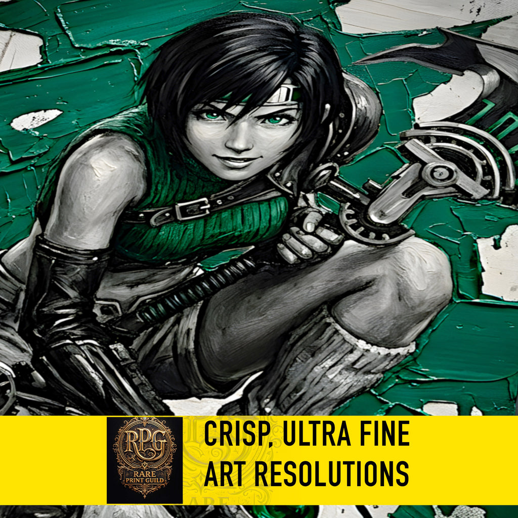 Yuffie Kisaragi Monochrome Art Print | Final Fantasy VII Ninja Portrait | FF7  Luxury Fantasy Poster