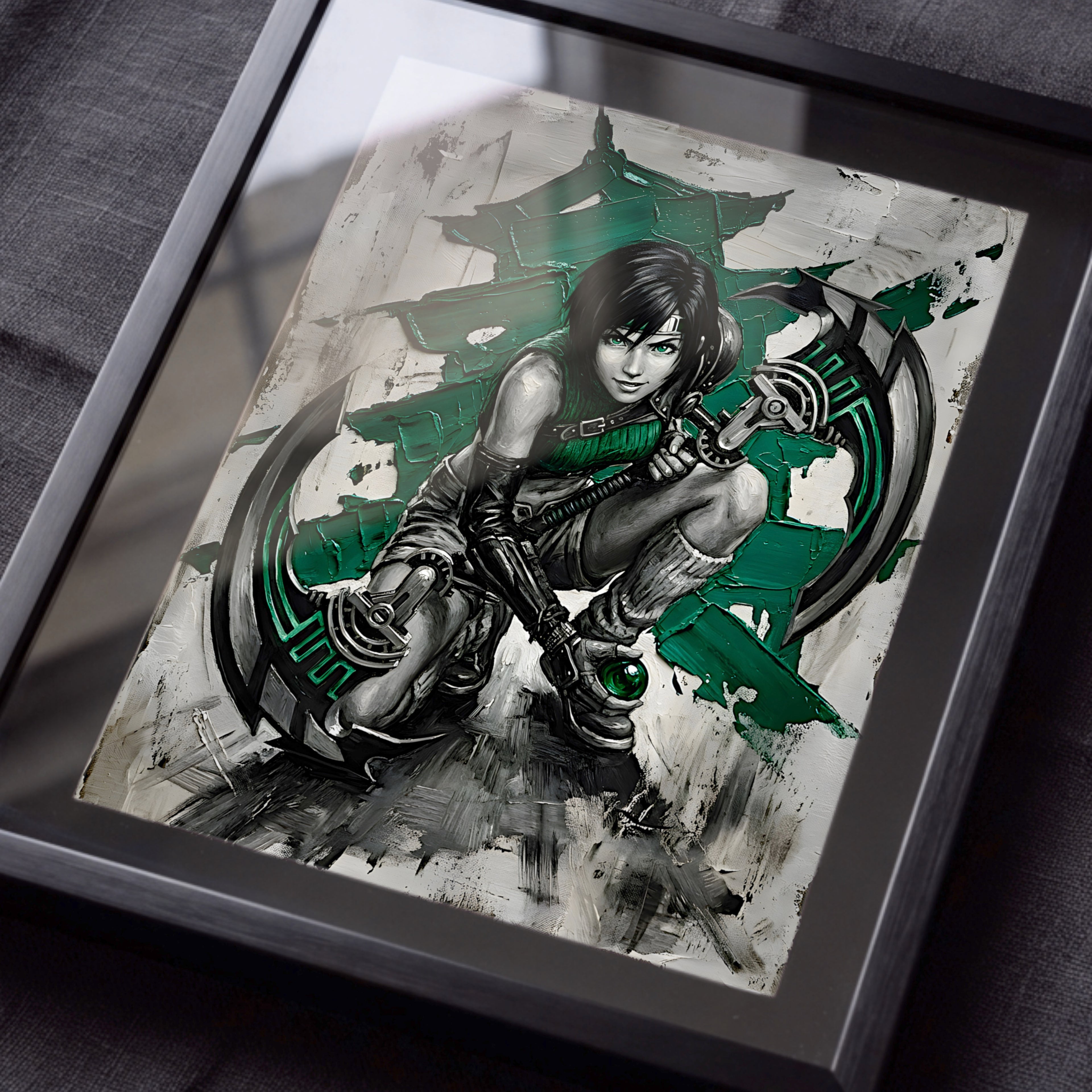 Yuffie Kisaragi Monochrome Art Print | Final Fantasy VII Ninja Portrait | FF7  Luxury Fantasy Poster
