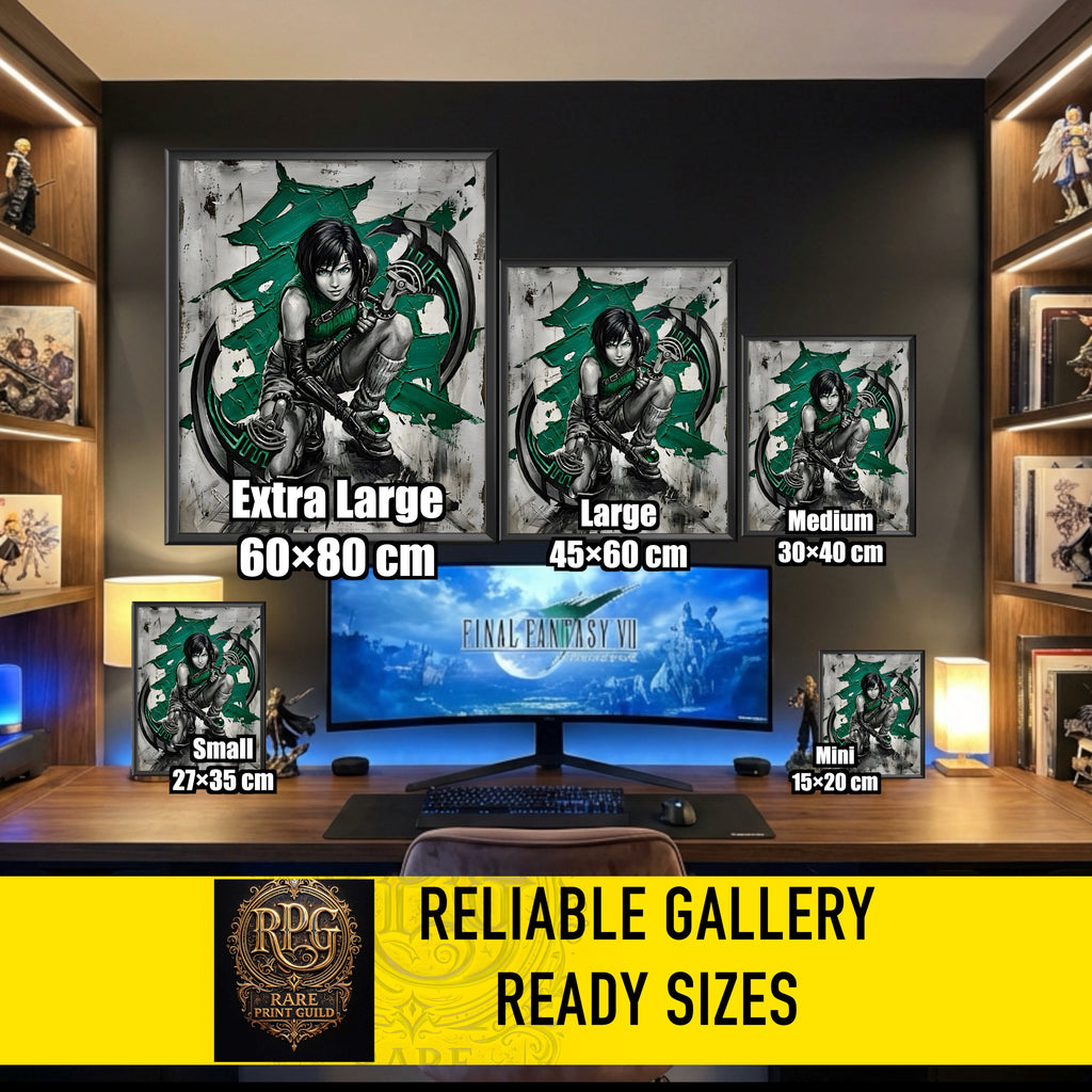 Yuffie Kisaragi Monochrome Art Print | Final Fantasy VII Ninja Portrait | FF7  Luxury Fantasy Poster