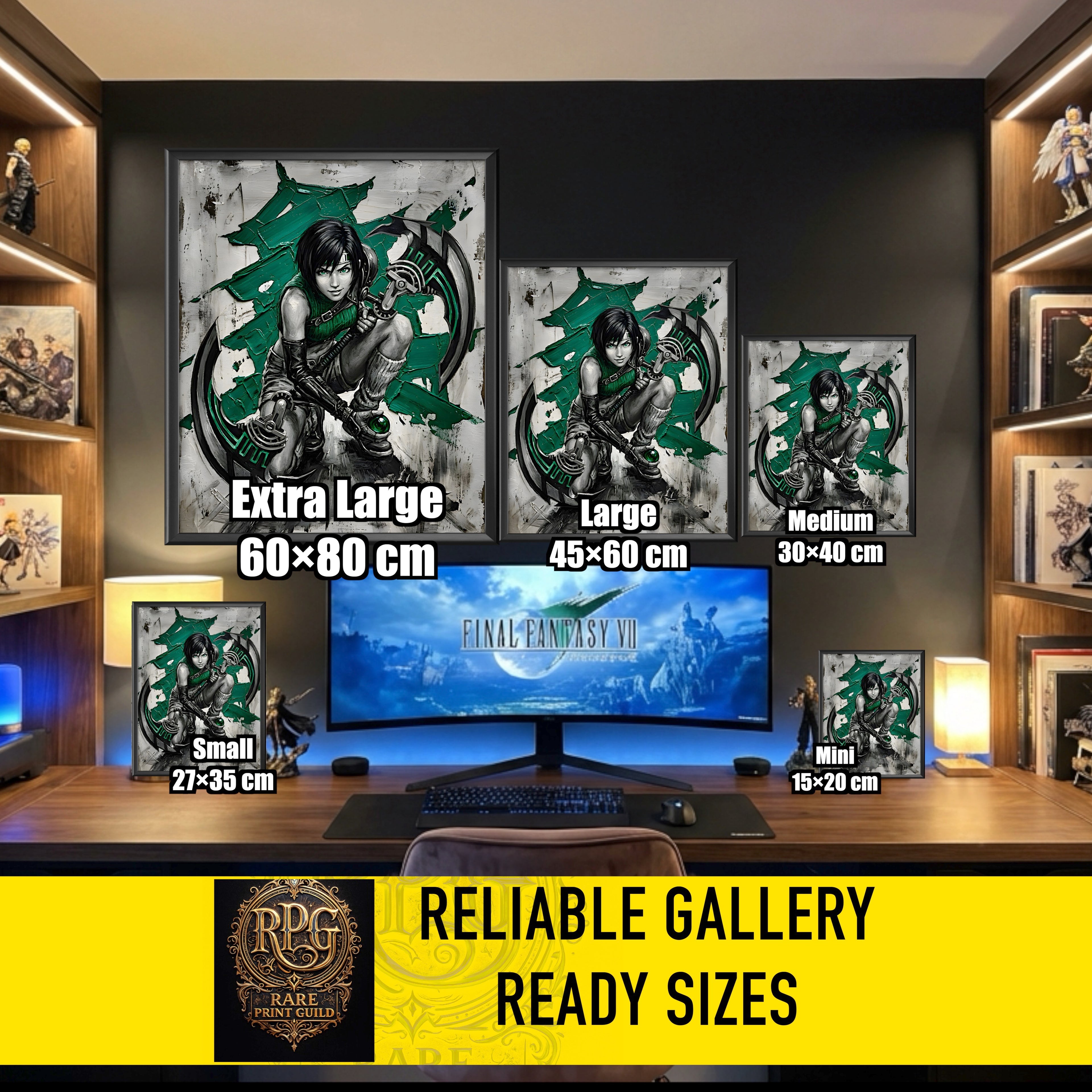 Yuffie Kisaragi Monochrome Art Print | Final Fantasy VII Ninja Portrait | FF7  Luxury Fantasy Poster
