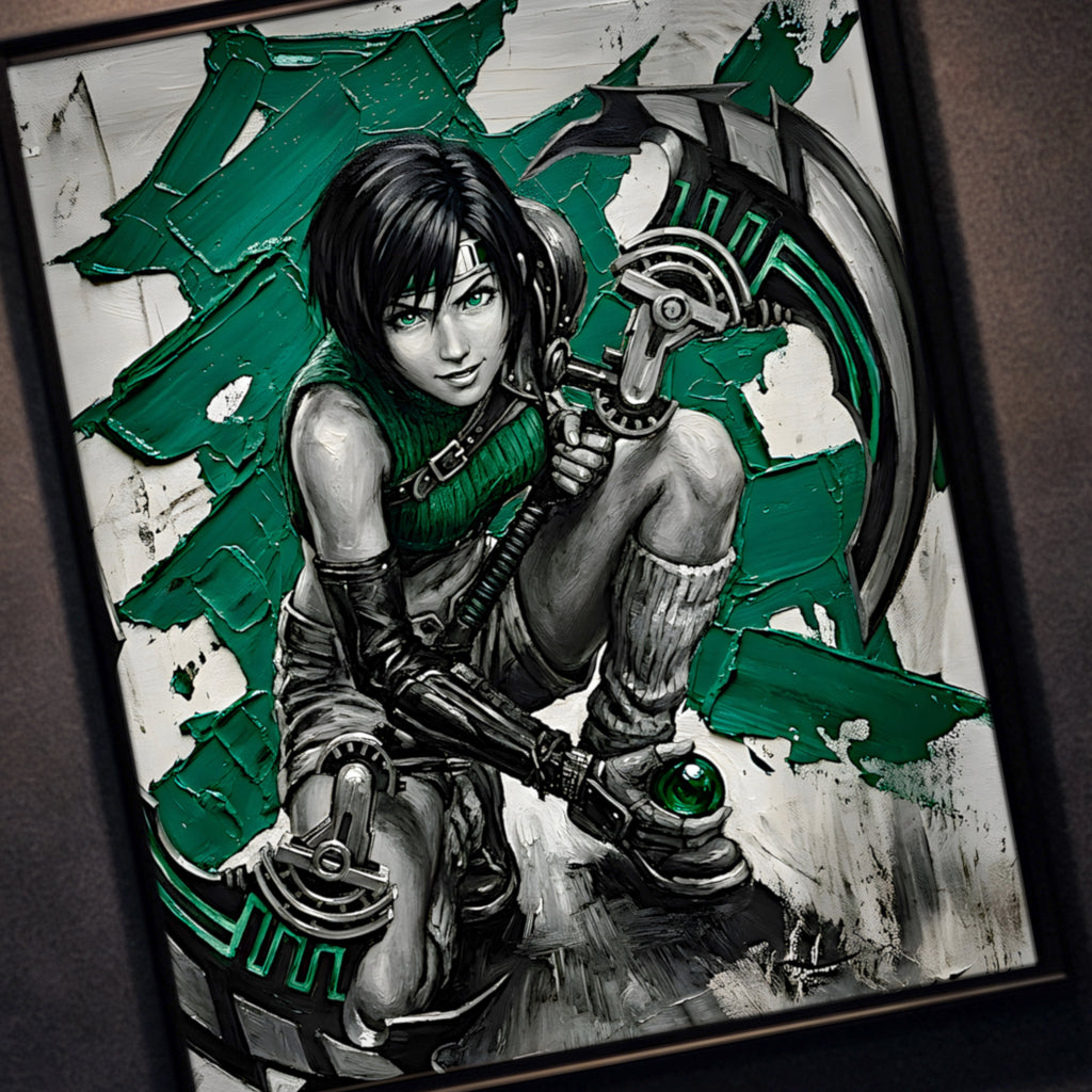 Yuffie Kisaragi Monochrome Art Print | Final Fantasy VII Ninja Portrait | FF7  Luxury Fantasy Poster