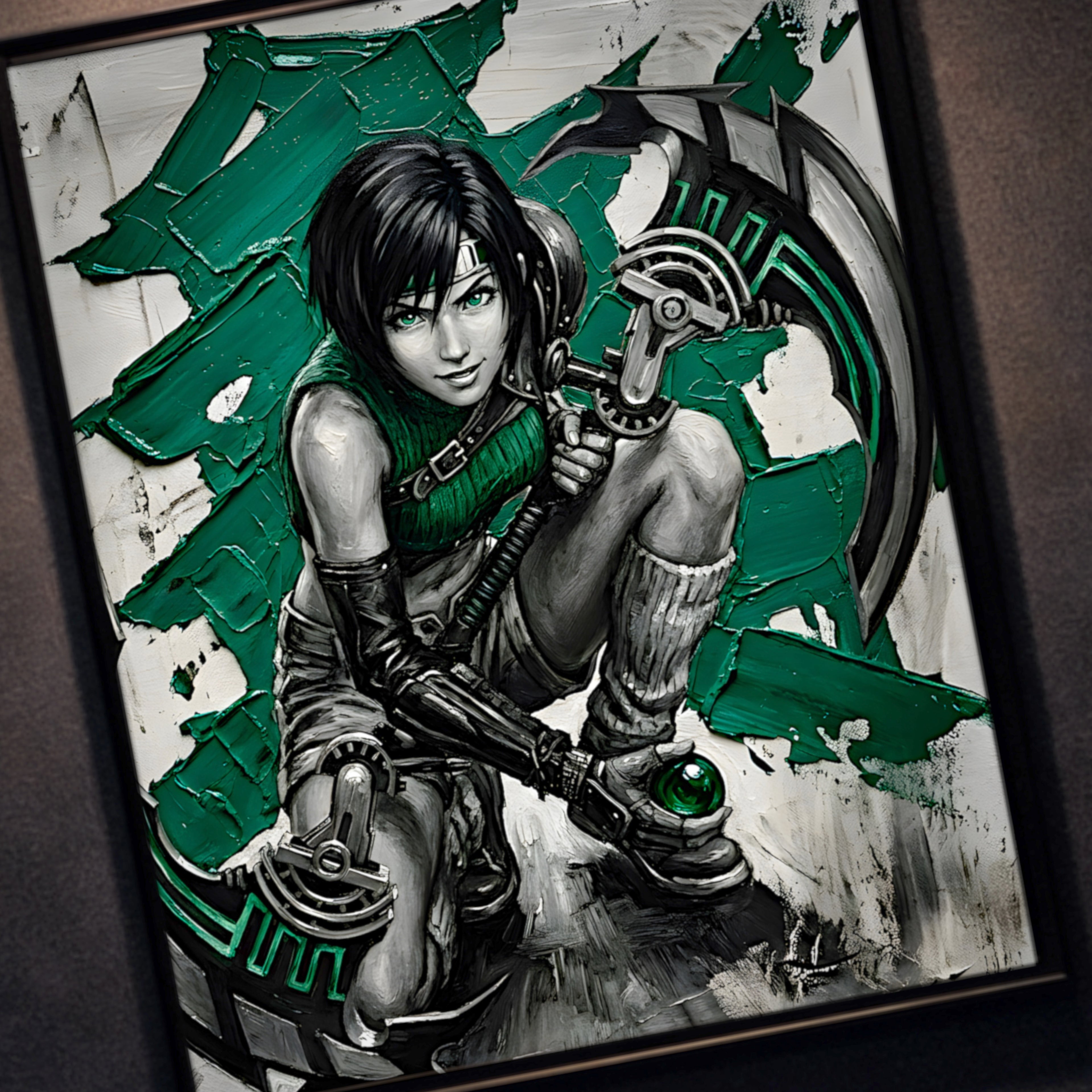 Yuffie Kisaragi Monochrome Art Print | Final Fantasy VII Ninja Portrait | FF7  Luxury Fantasy Poster