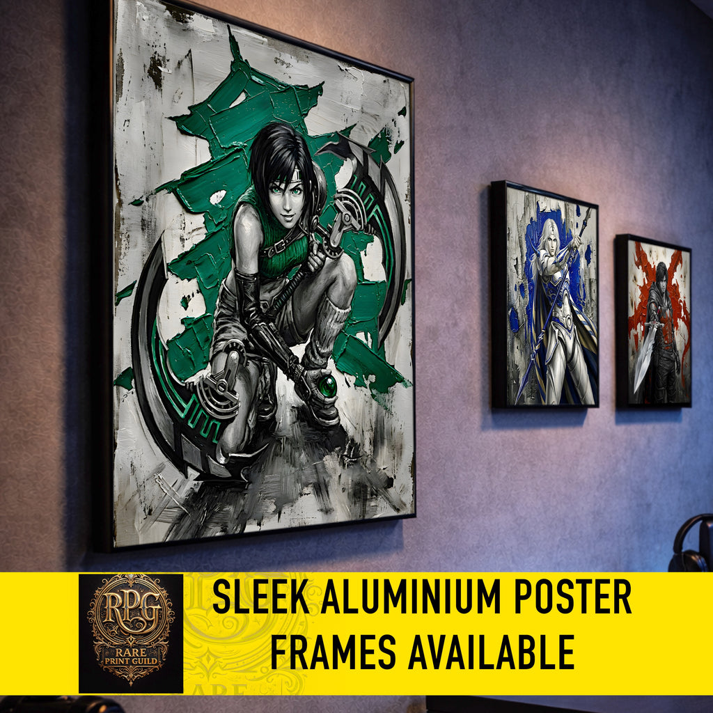 Yuffie Kisaragi Monochrome Art Print | Final Fantasy VII Ninja Portrait | FF7  Luxury Fantasy Poster