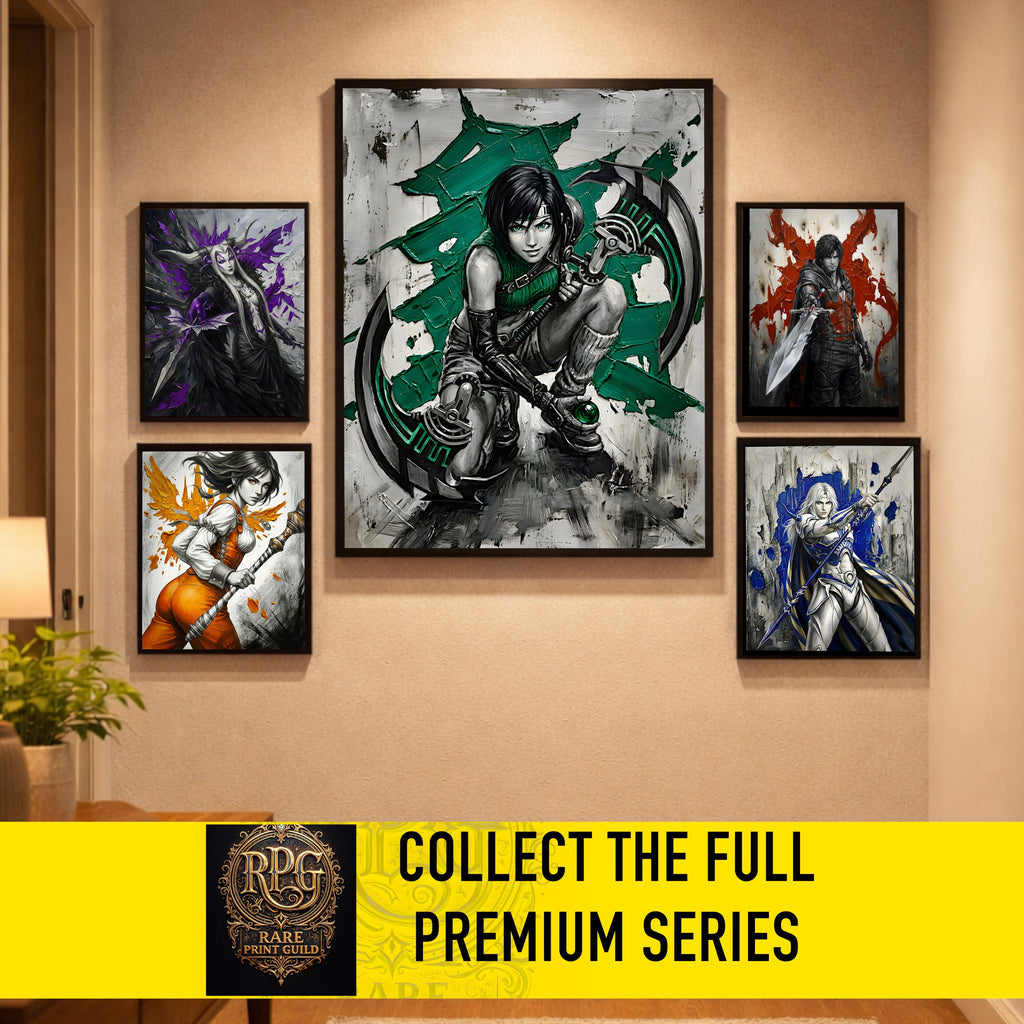 Yuffie Kisaragi Monochrome Art Print | Final Fantasy VII Ninja Portrait | FF7  Luxury Fantasy Poster
