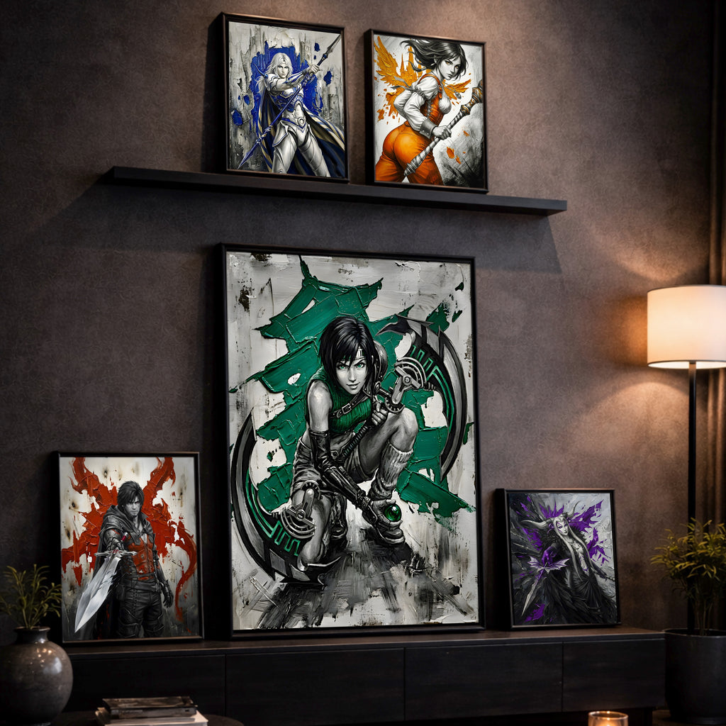 Yuffie Kisaragi Monochrome Art Print | Final Fantasy VII Ninja Portrait | FF7  Luxury Fantasy Poster