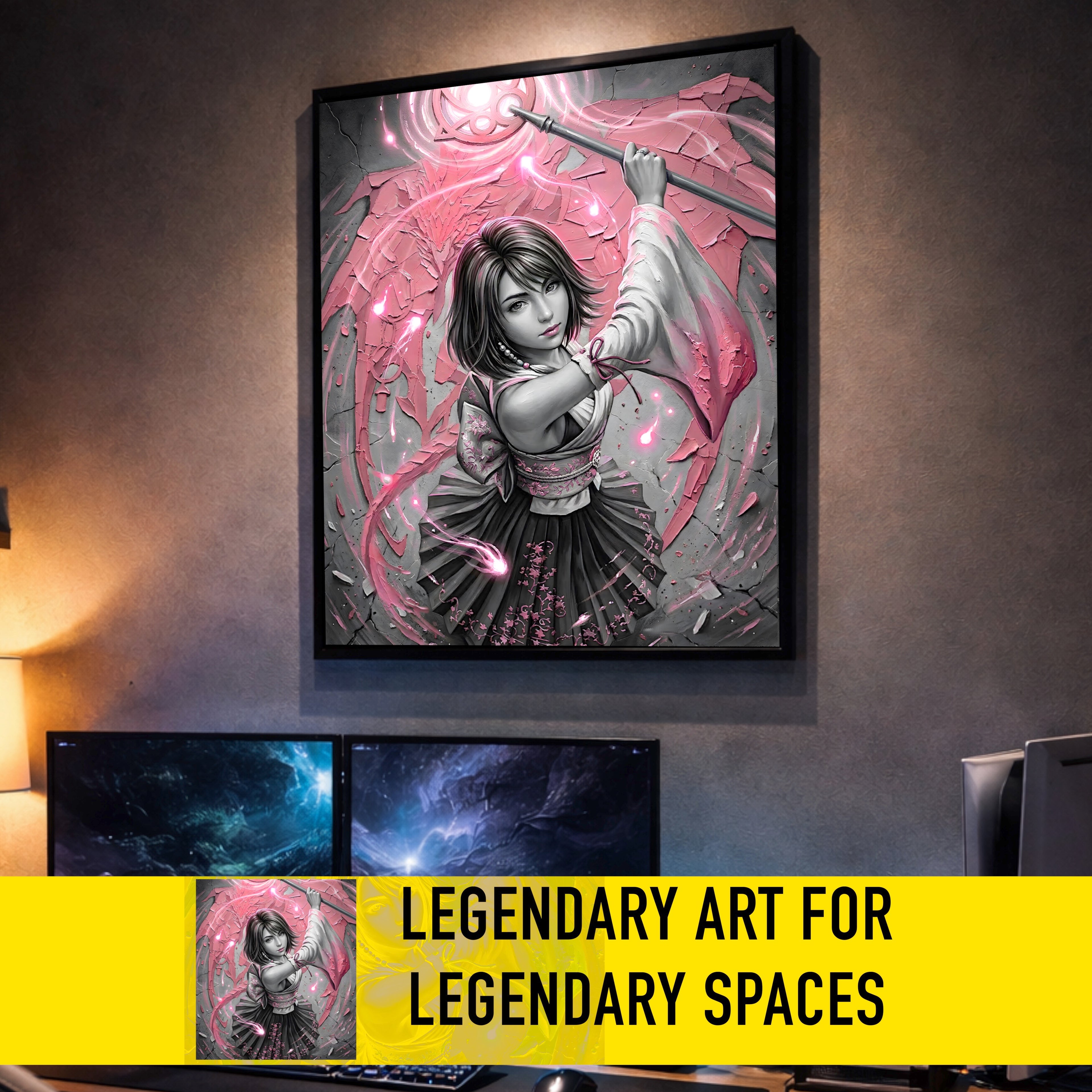 Yuna Art Print – Monochrome Sending Edition | Final Fantasy X Summoner Fine Art Wall Art