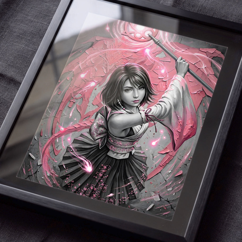Yuna Art Print – Monochrome Sending Edition | Final Fantasy X Summoner Fine Art Wall Art