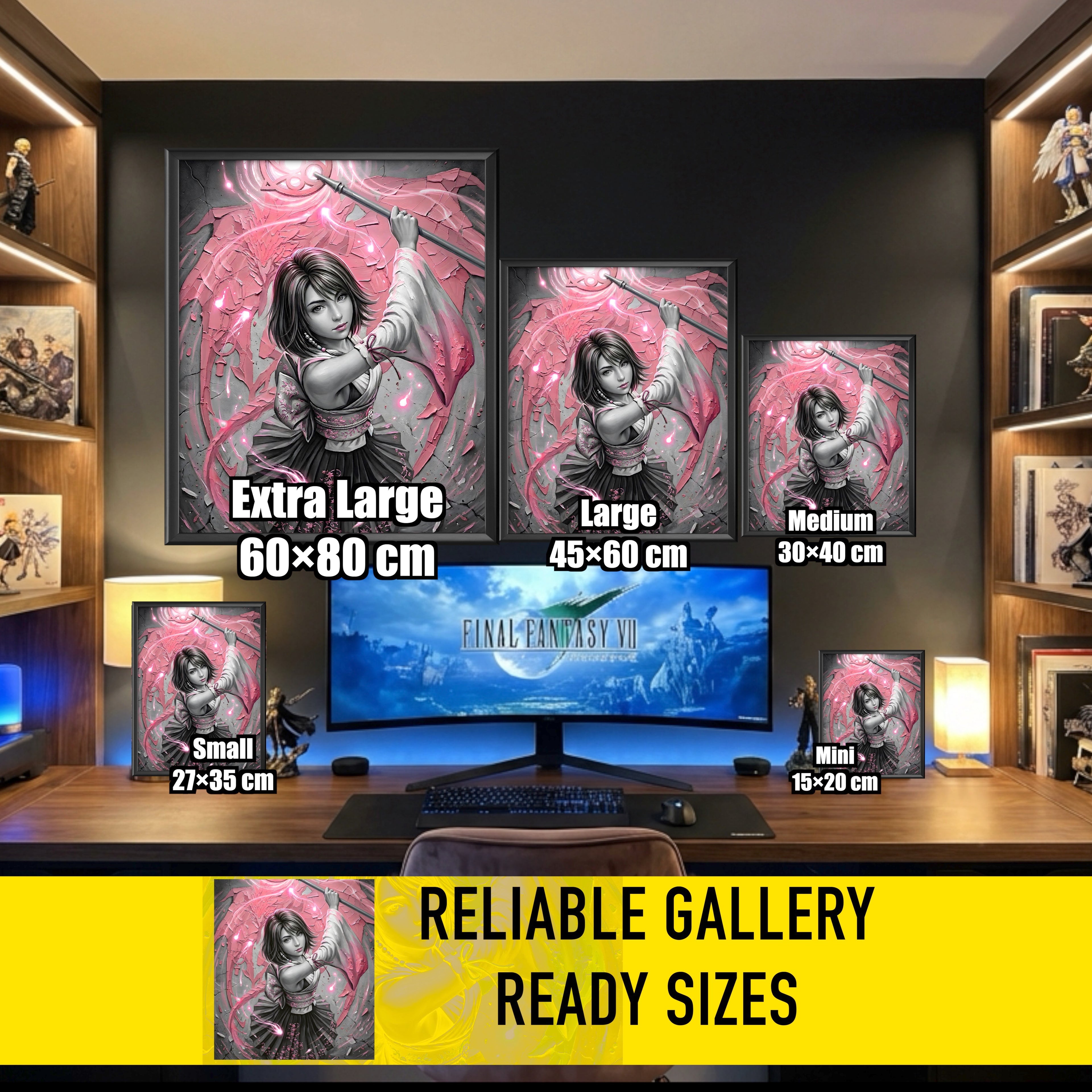 Yuna Art Print – Monochrome Sending Edition | Final Fantasy X Summoner Fine Art Wall Art