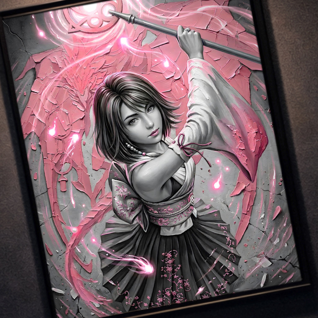 Yuna Art Print – Monochrome Sending Edition | Final Fantasy X Summoner Fine Art Wall Art