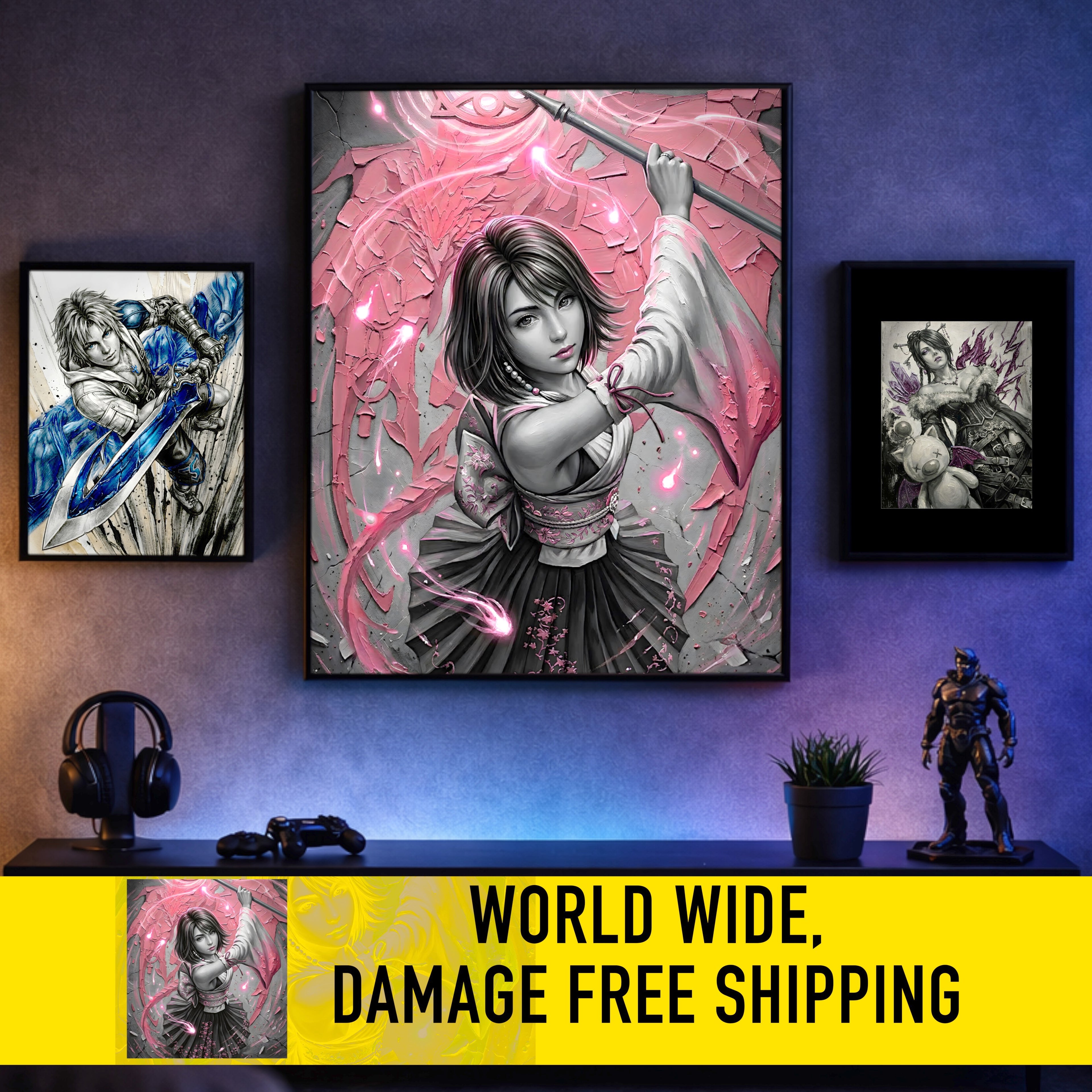 Yuna Art Print – Monochrome Sending Edition | Final Fantasy X Summoner Fine Art Wall Art