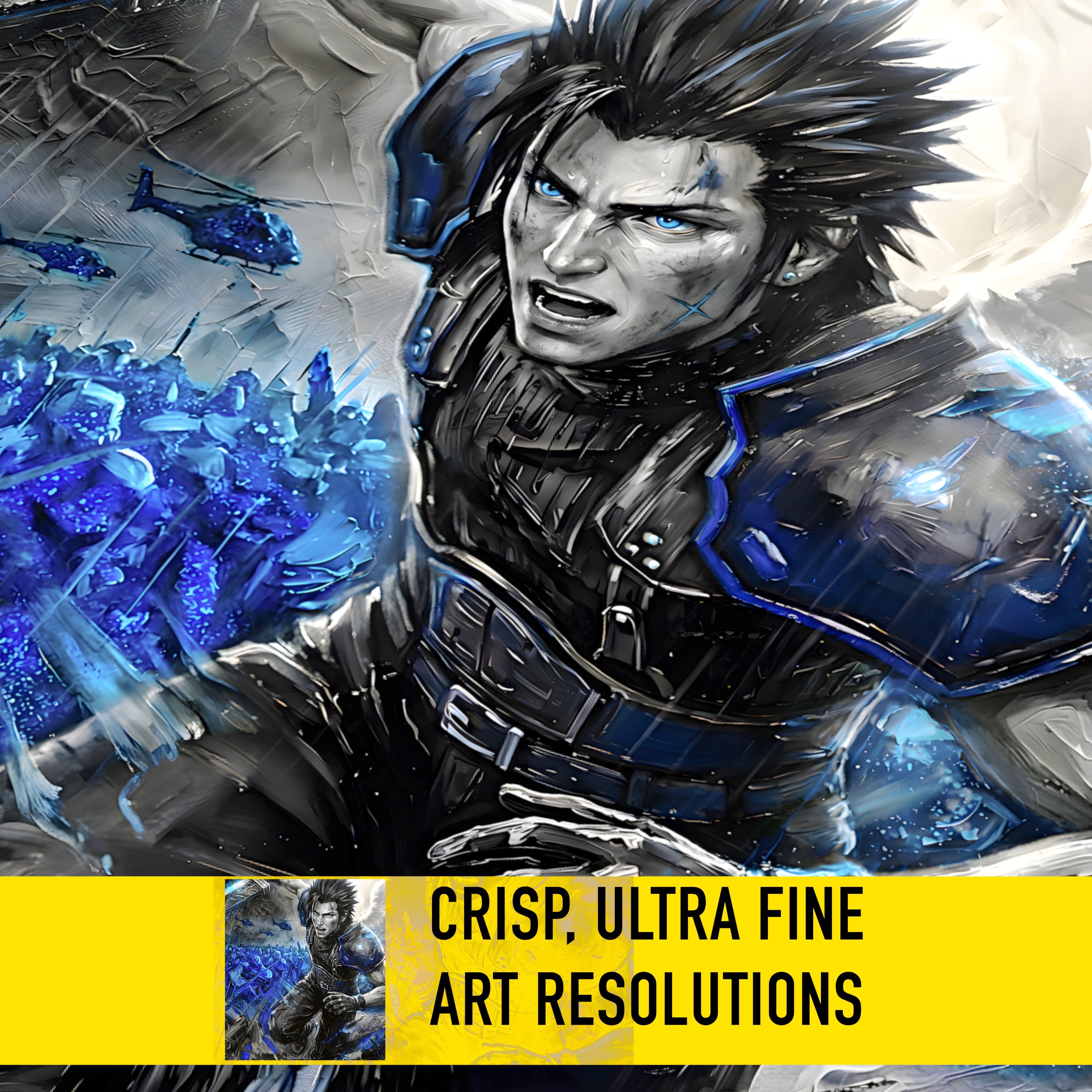 Zack Fair Art Print – Monochrome Last Stand Edition | Final Fantasy VII Crisis Core Fine Art