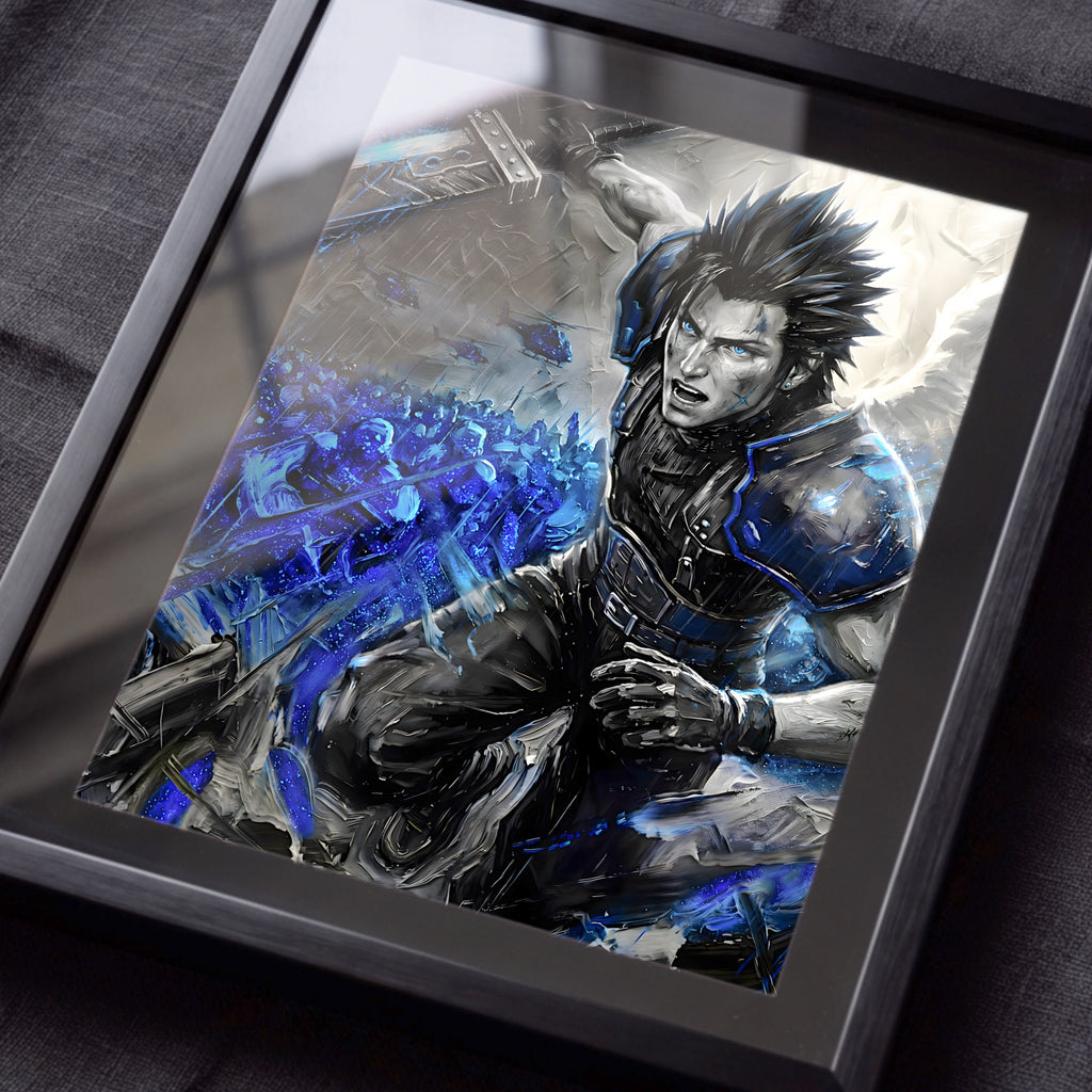 Zack Fair Art Print – Monochrome Last Stand Edition | Final Fantasy VII Crisis Core Fine Art