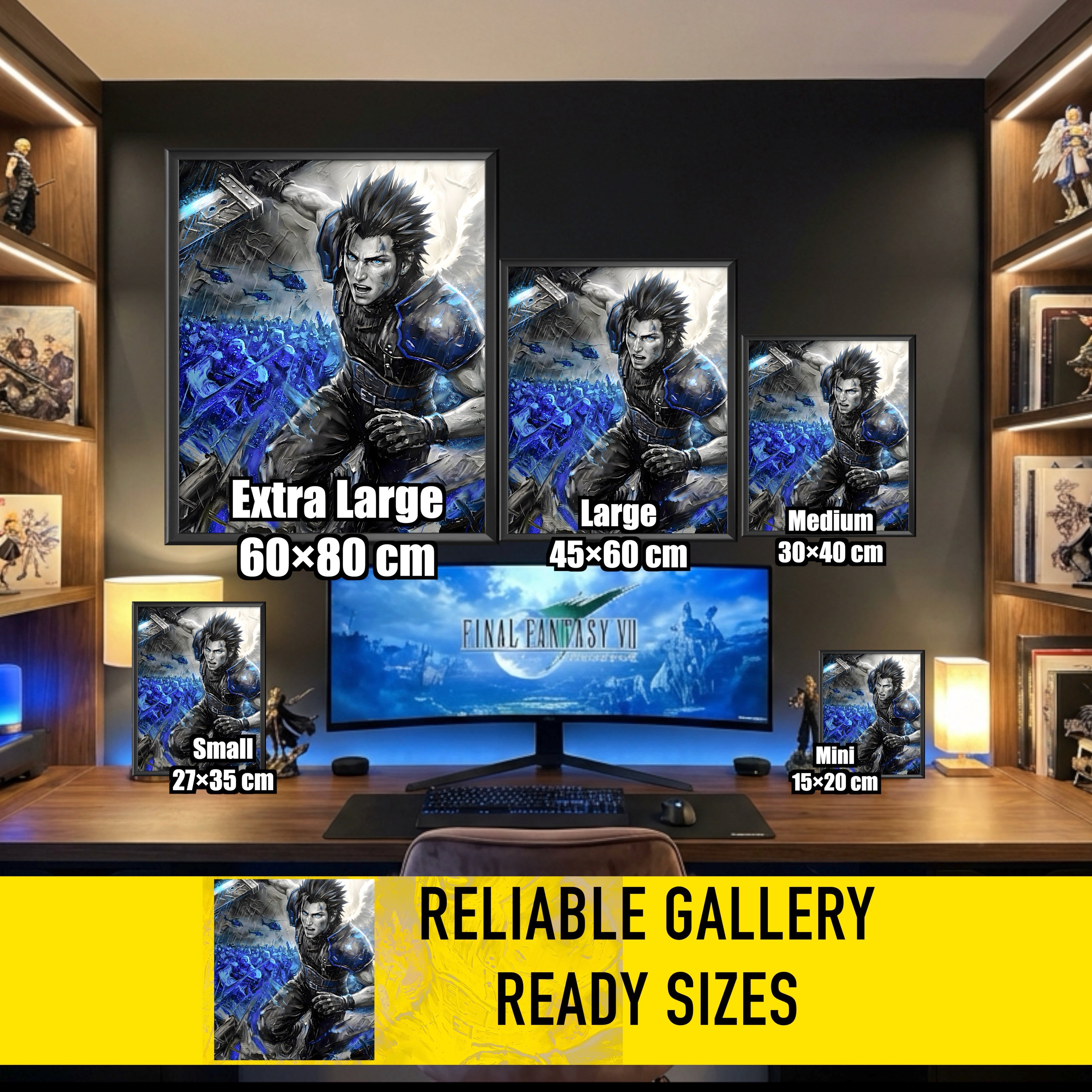 Zack Fair Art Print – Monochrome Last Stand Edition | Final Fantasy VII Crisis Core Fine Art