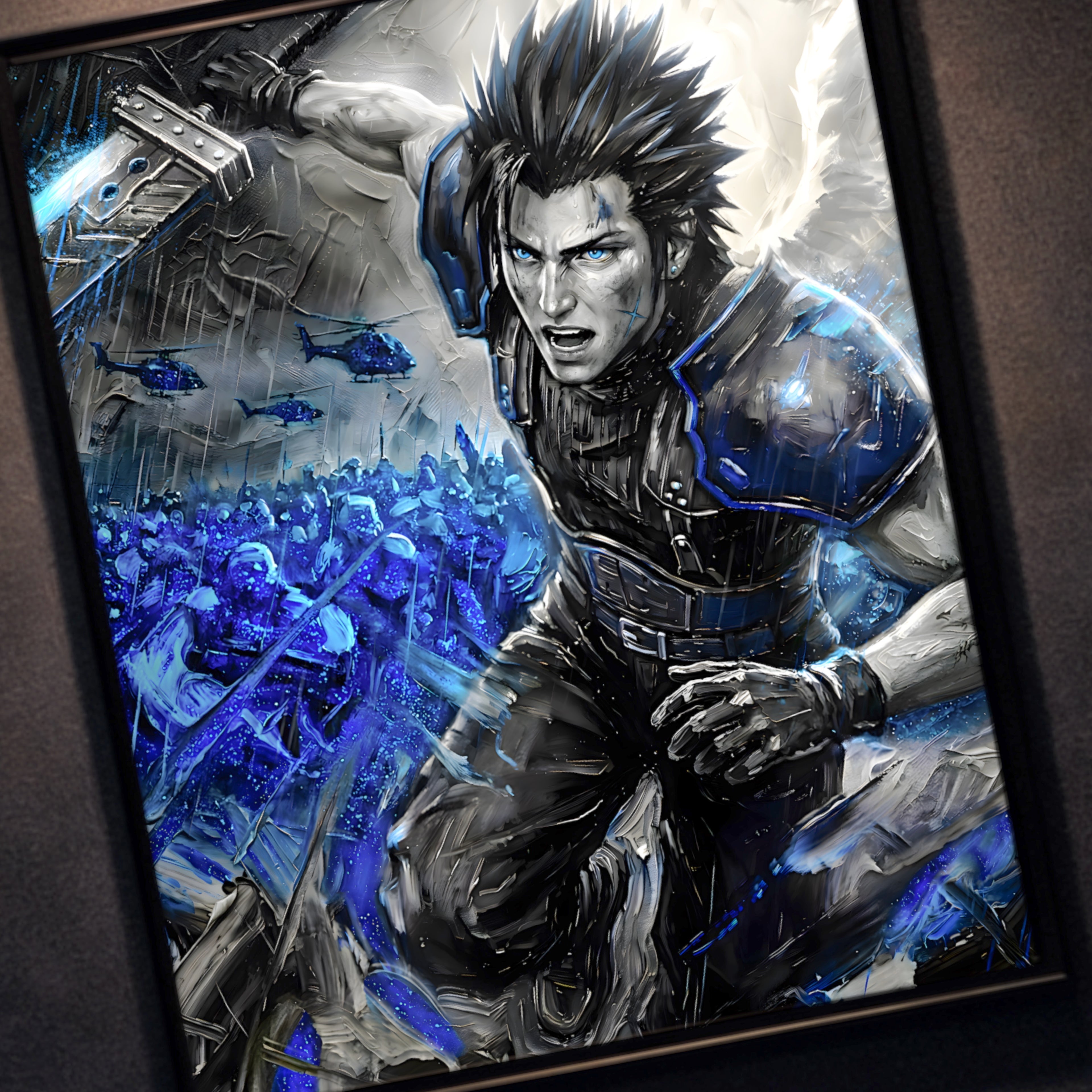 Zack Fair Art Print – Monochrome Last Stand Edition | Final Fantasy VII Crisis Core Fine Art