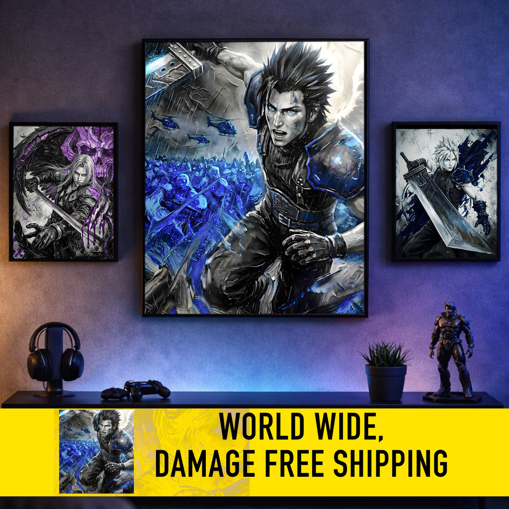 Zack Fair Art Print – Monochrome Last Stand Edition | Final Fantasy VII Crisis Core Fine Art
