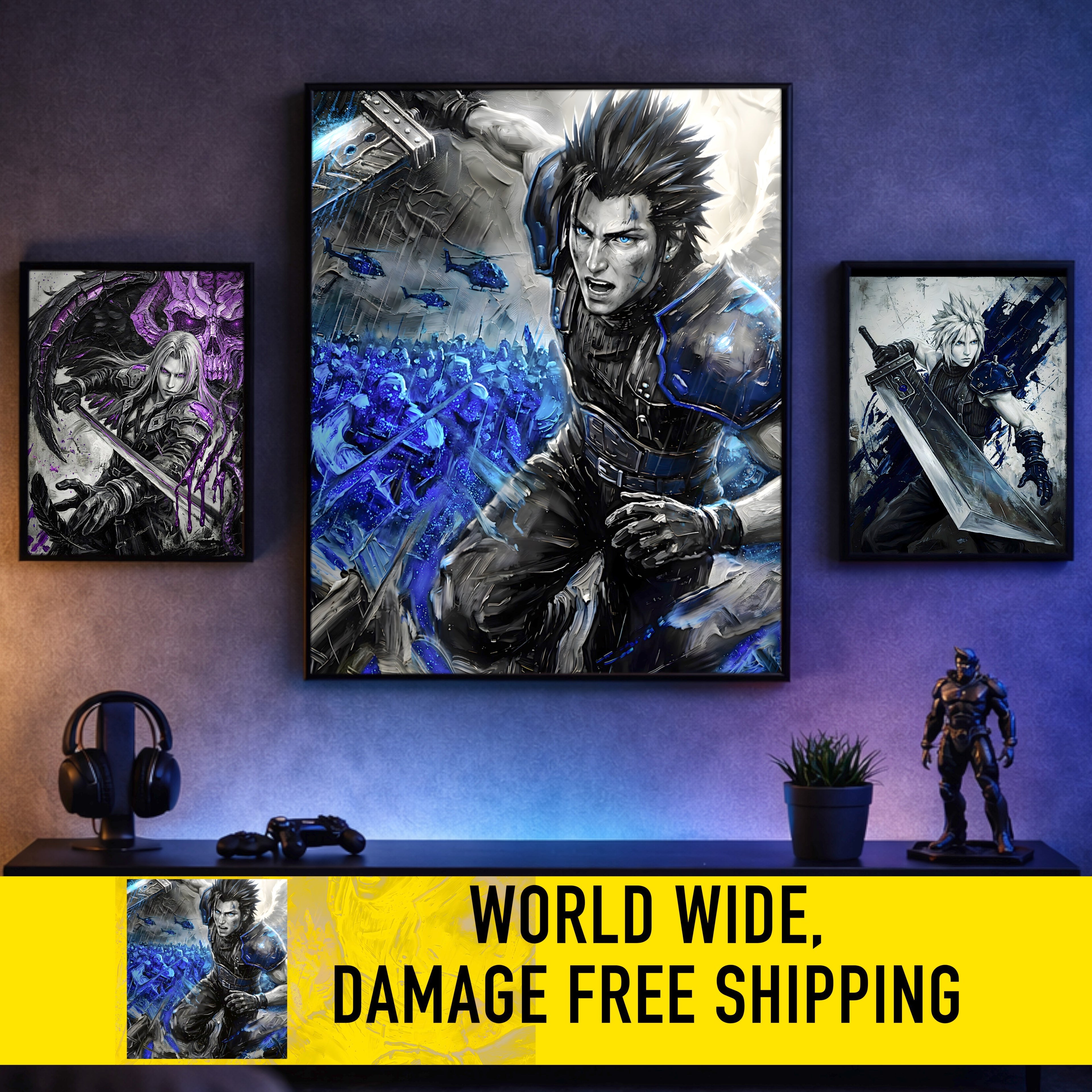 Zack Fair Art Print – Monochrome Last Stand Edition | Final Fantasy VII Crisis Core Fine Art