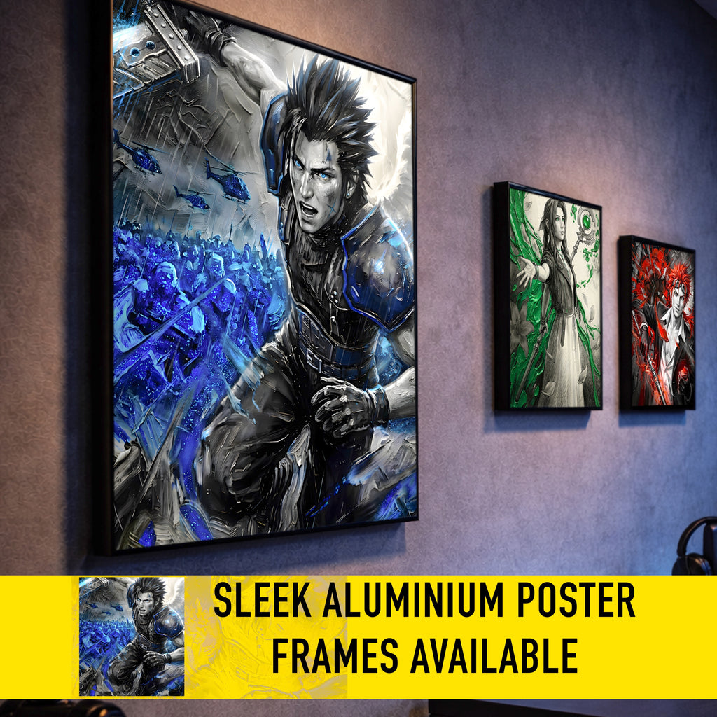Zack Fair Art Print – Monochrome Last Stand Edition | Final Fantasy VII Crisis Core Fine Art
