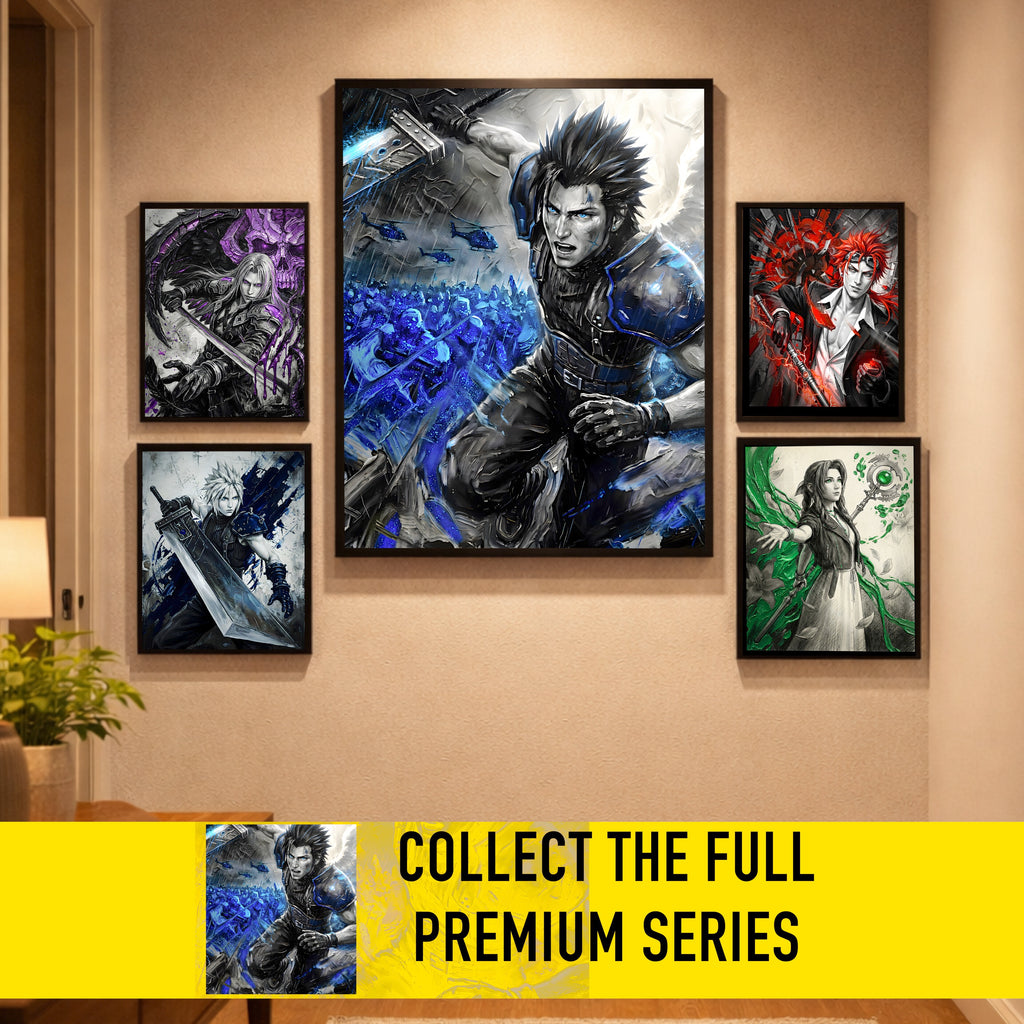 Zack Fair Art Print – Monochrome Last Stand Edition | Final Fantasy VII Crisis Core Fine Art