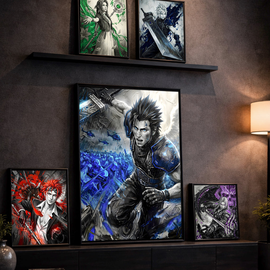Zack Fair Art Print – Monochrome Last Stand Edition | Final Fantasy VII Crisis Core Fine Art