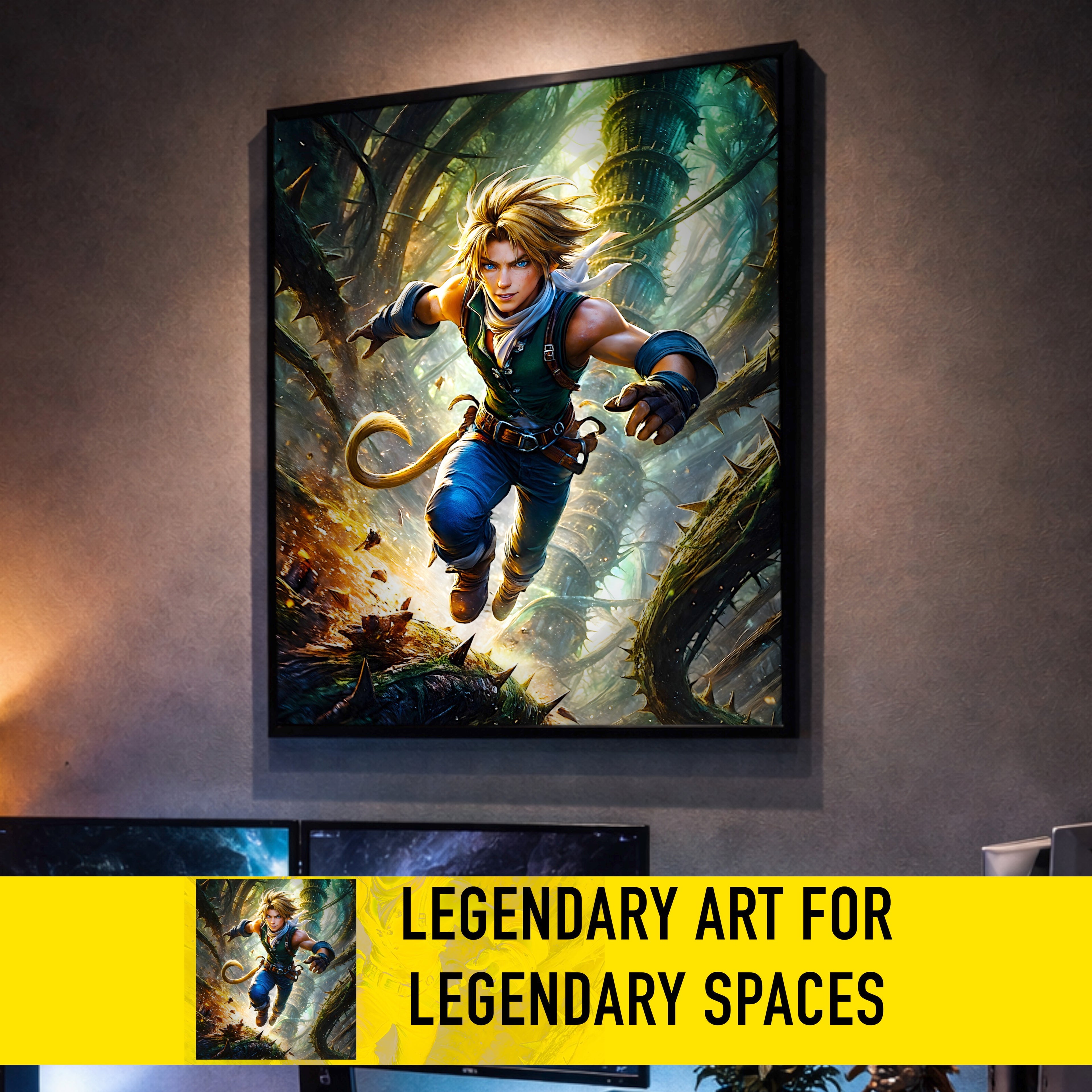 Zidane Tribal Final Fantasy IX Poster – FF9 Character Art Print, JRPG Wall Art, Lifa Tree & Alexandria Inspired Fine Art