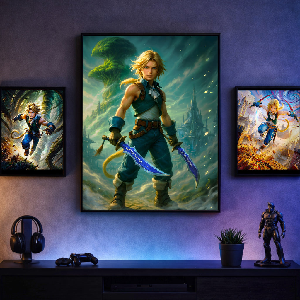 Zidane Tribal Final Fantasy IX Poster – FF9 Character Art Print, JRPG Wall Art, Lifa Tree & Alexandria Inspired Fine Art