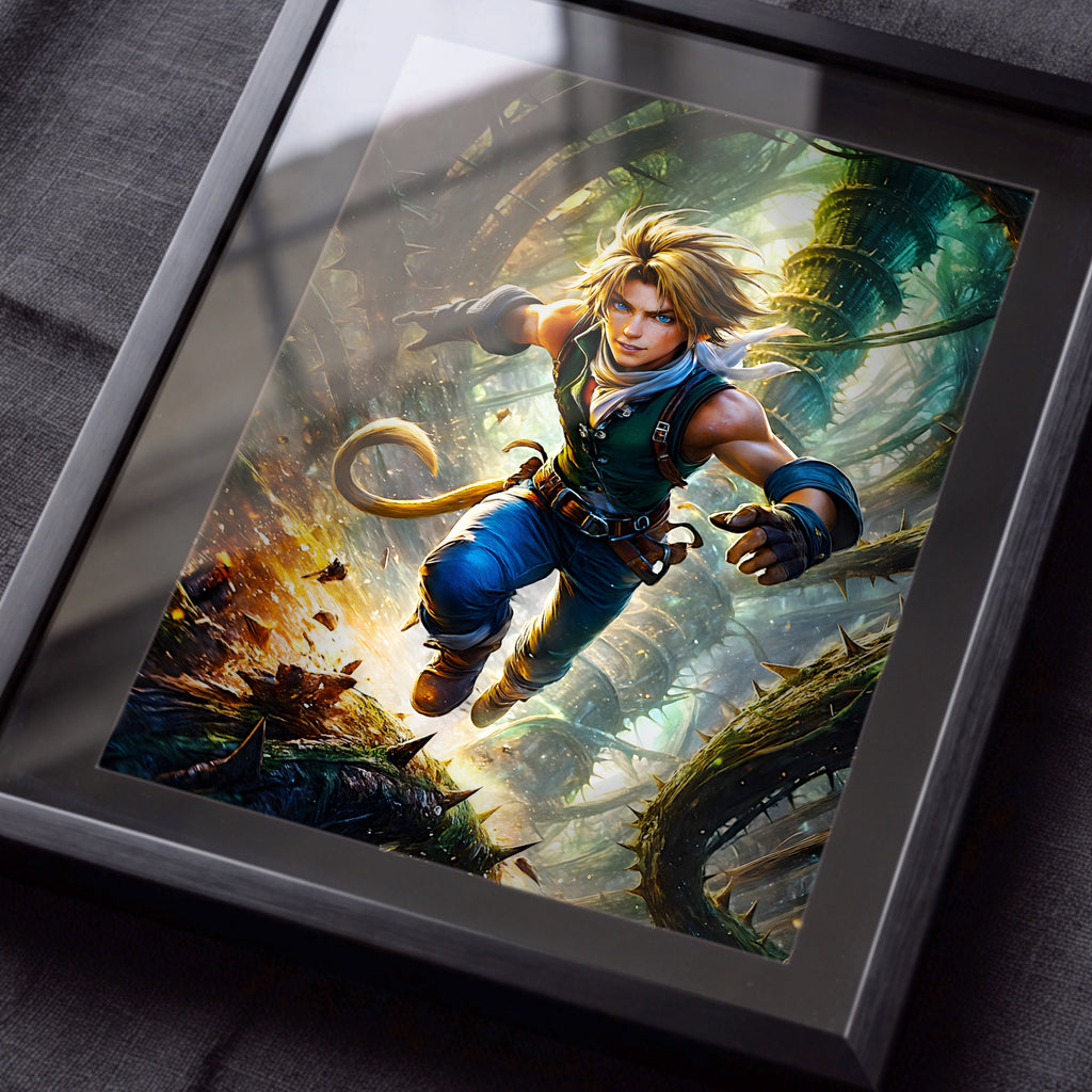 Zidane Tribal Final Fantasy IX Poster – FF9 Character Art Print, JRPG Wall Art, Lifa Tree & Alexandria Inspired Fine Art