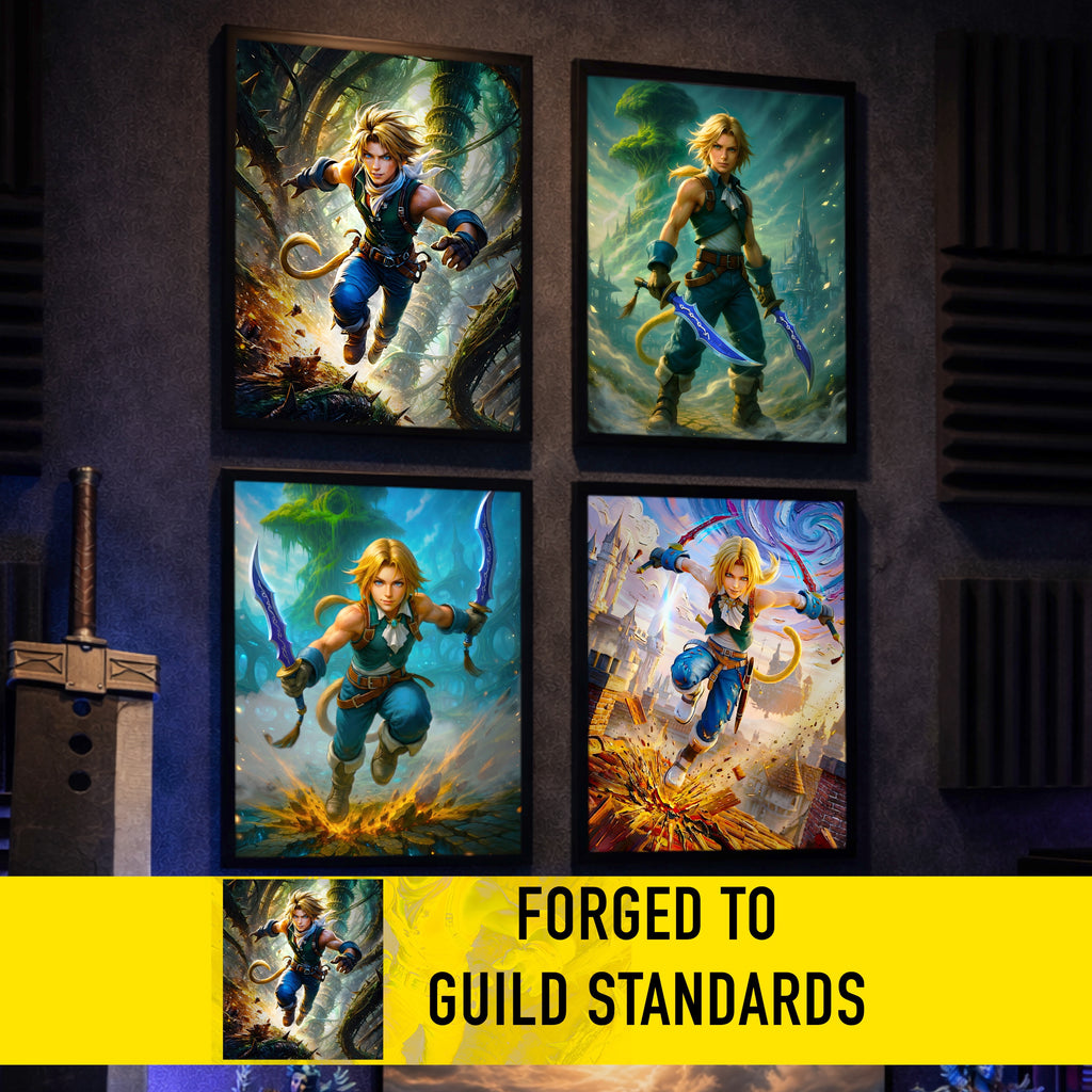 Zidane Tribal Final Fantasy IX Poster – FF9 Character Art Print, JRPG Wall Art, Lifa Tree & Alexandria Inspired Fine Art